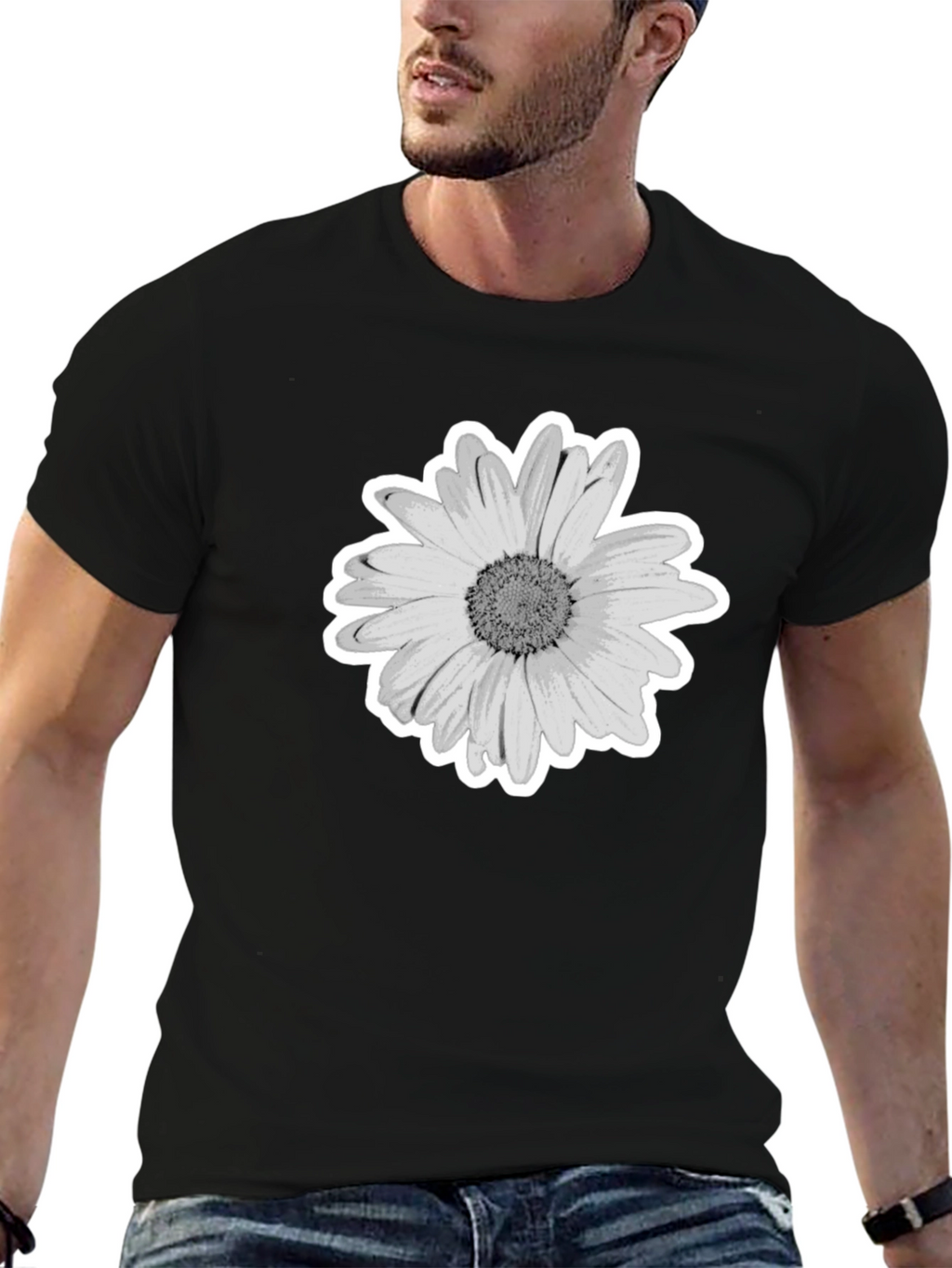 Daisy Graphic Print Black T-Shirt