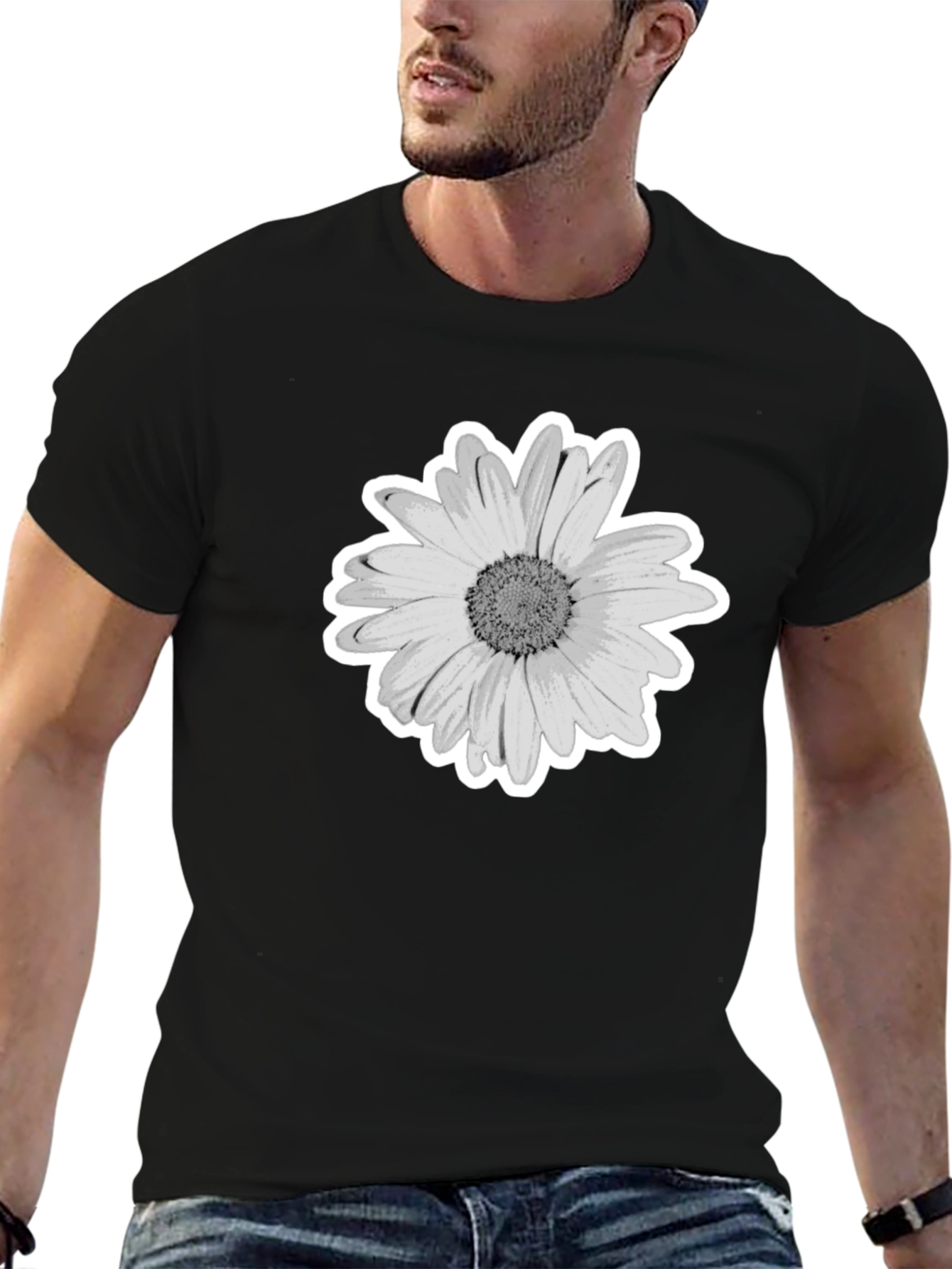 Daisy Graphic Print Black T-Shirt