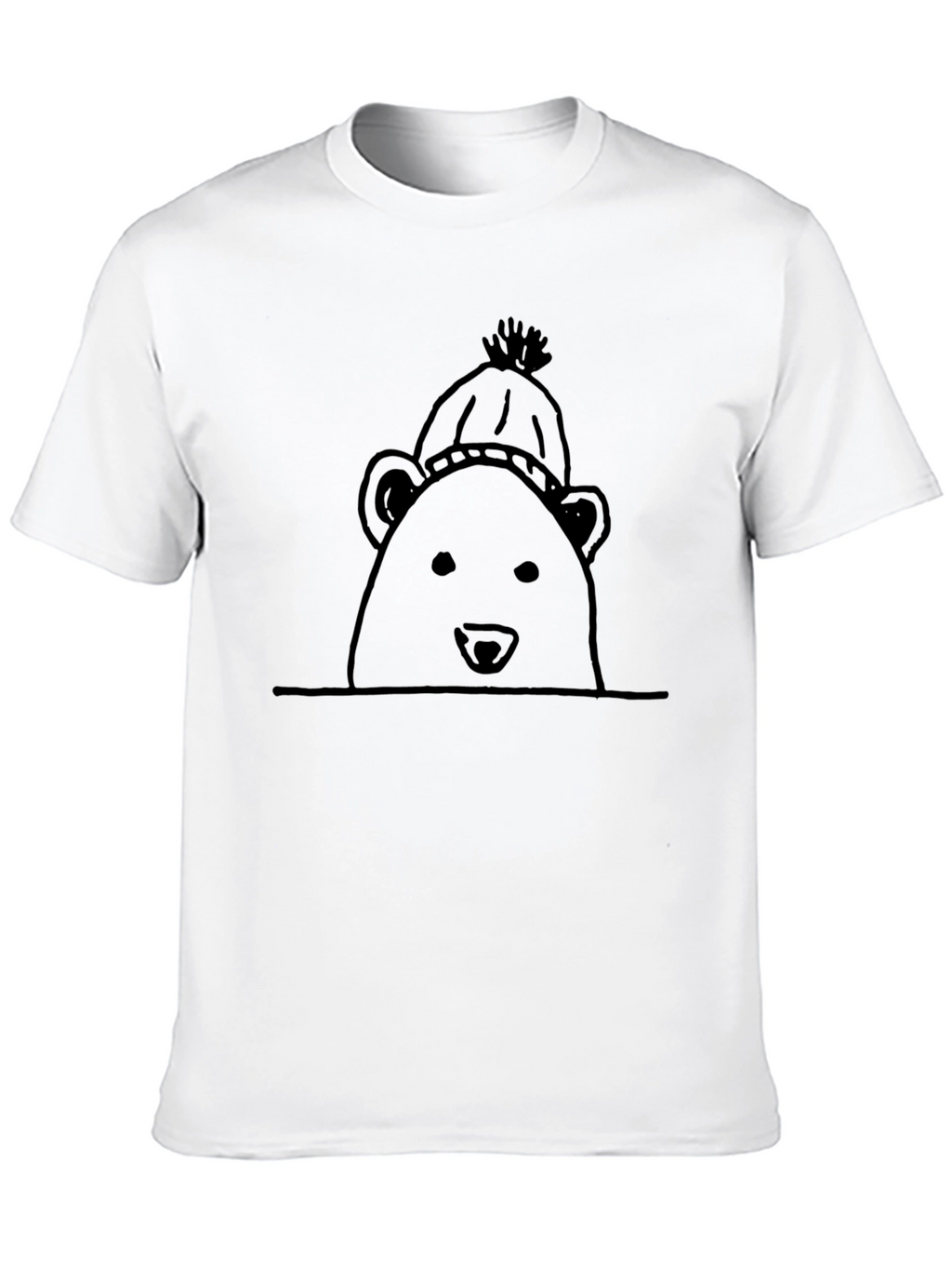 Black Bear in Hat Graphic T-Shirt