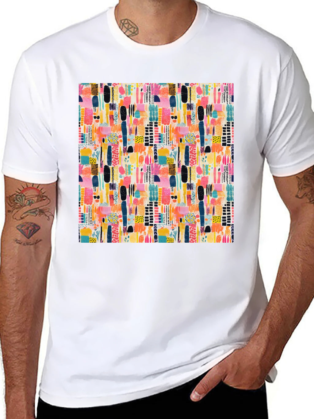 Abstract Pattern Black Tee