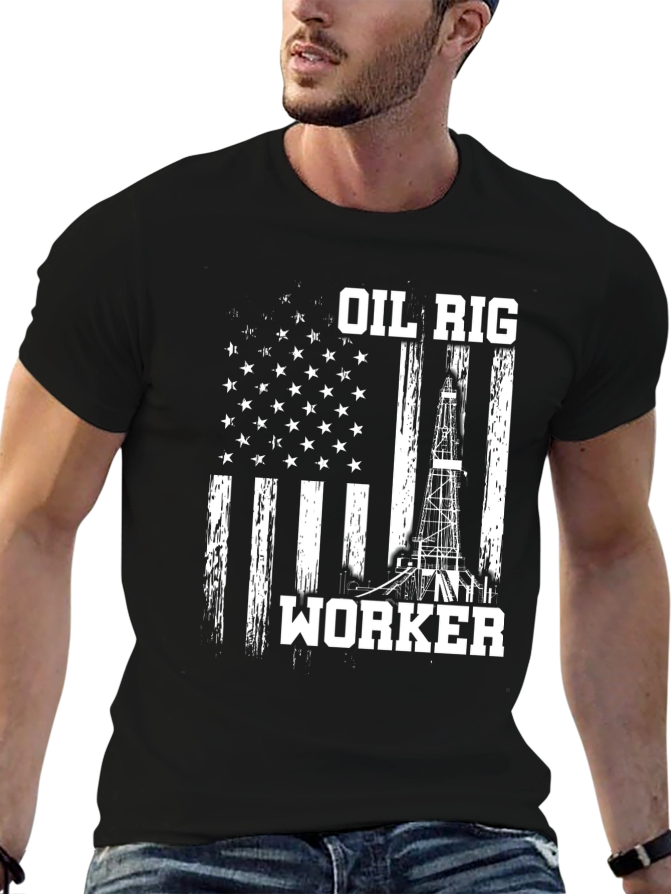 Oil Rig Worker American Flag T-Shirt