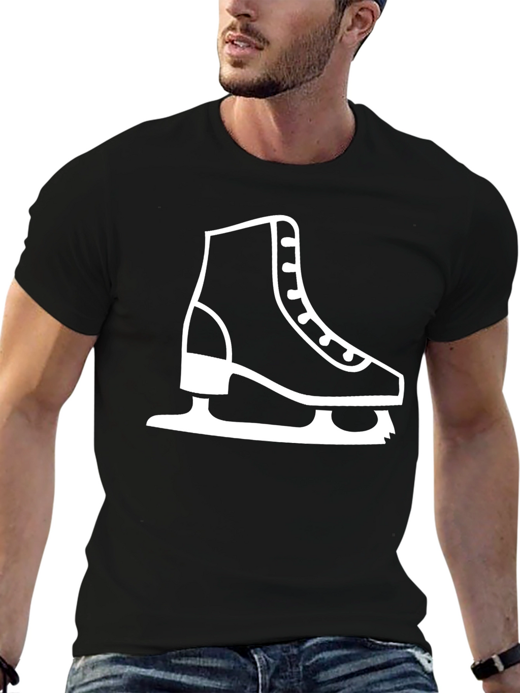 Ice Skate Graphic Tee - Black Cotton T-Shirt