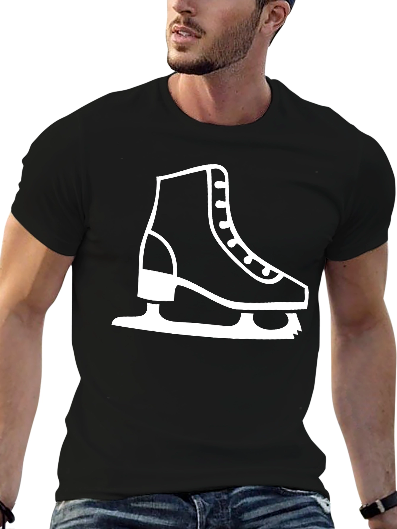 Ice Skate Graphic Tee - Black Cotton T-Shirt
