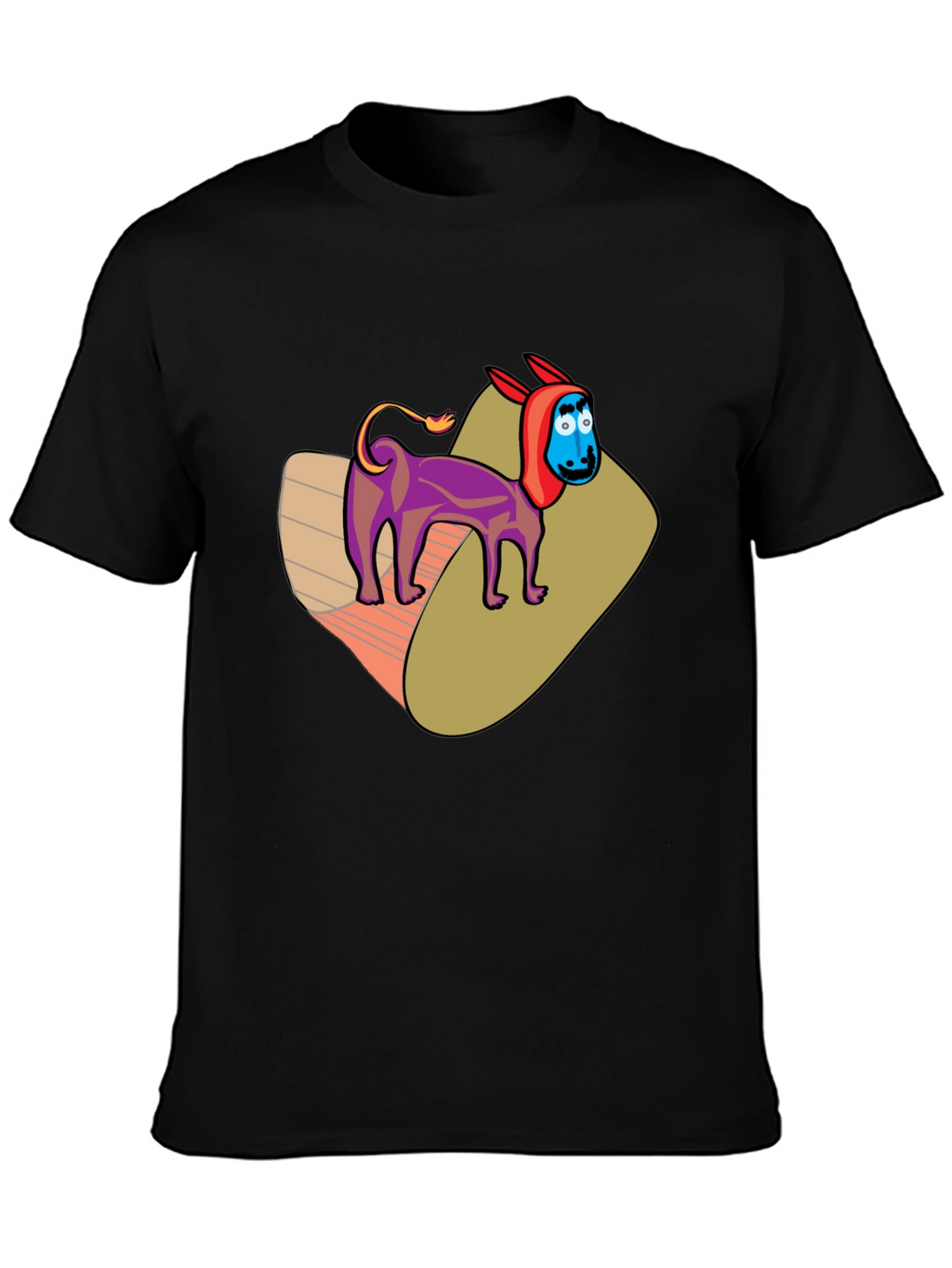 Cartoon Donkey Graphic Tee - Novelty Black T-Shirt