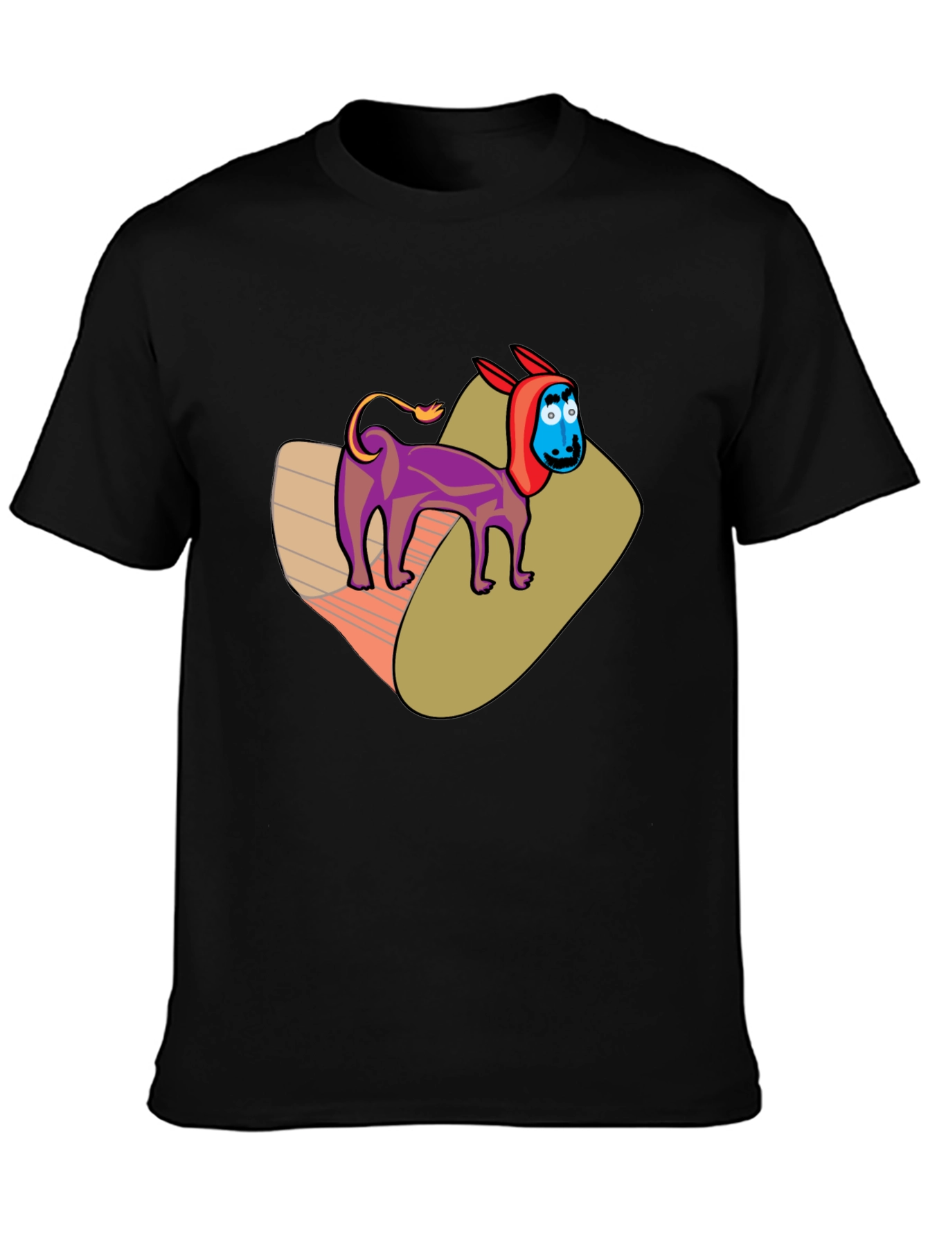 Cartoon Donkey Graphic Tee - Novelty Black T-Shirt