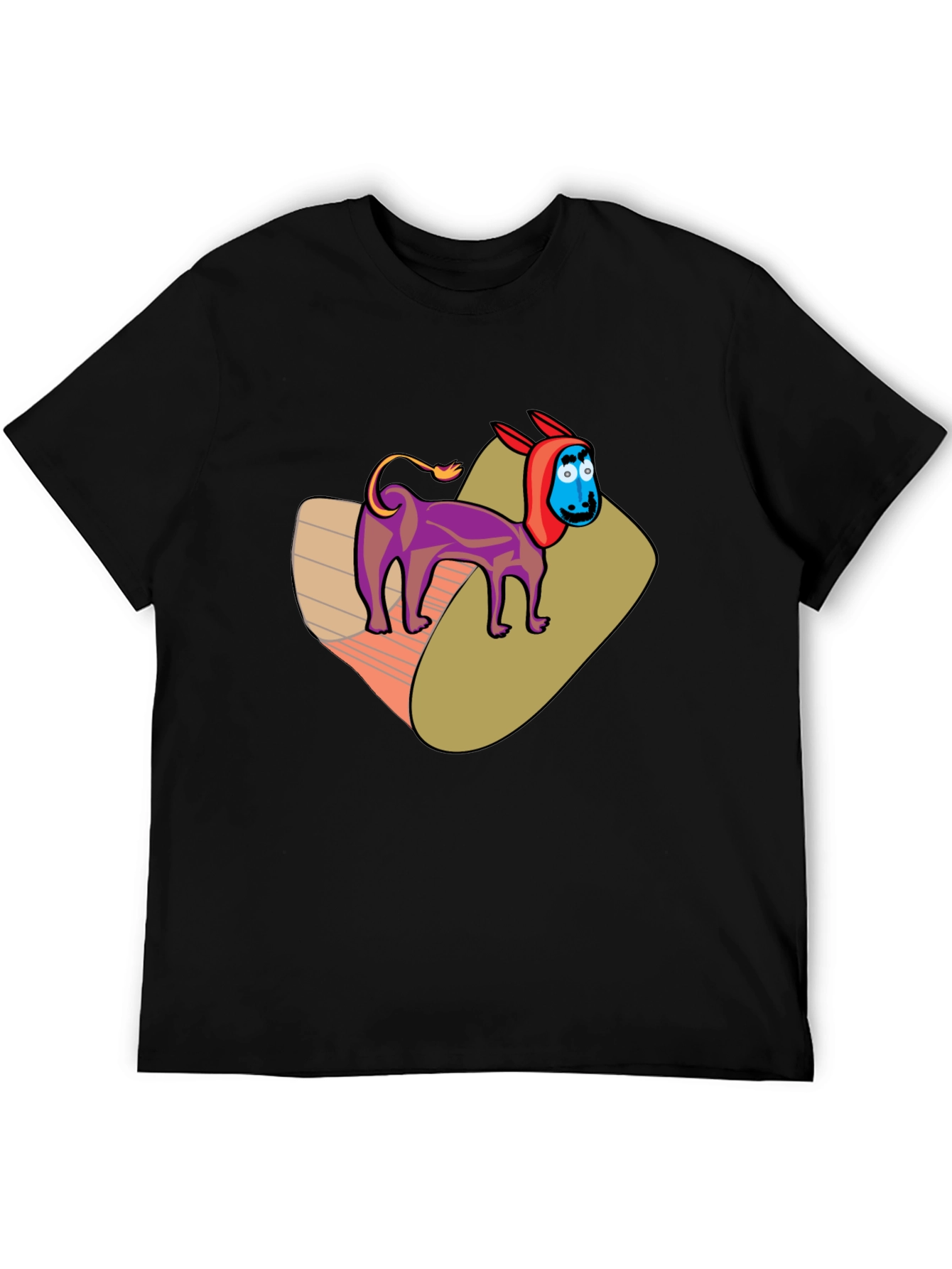 Cartoon Donkey Graphic Tee - Novelty Black T-Shirt