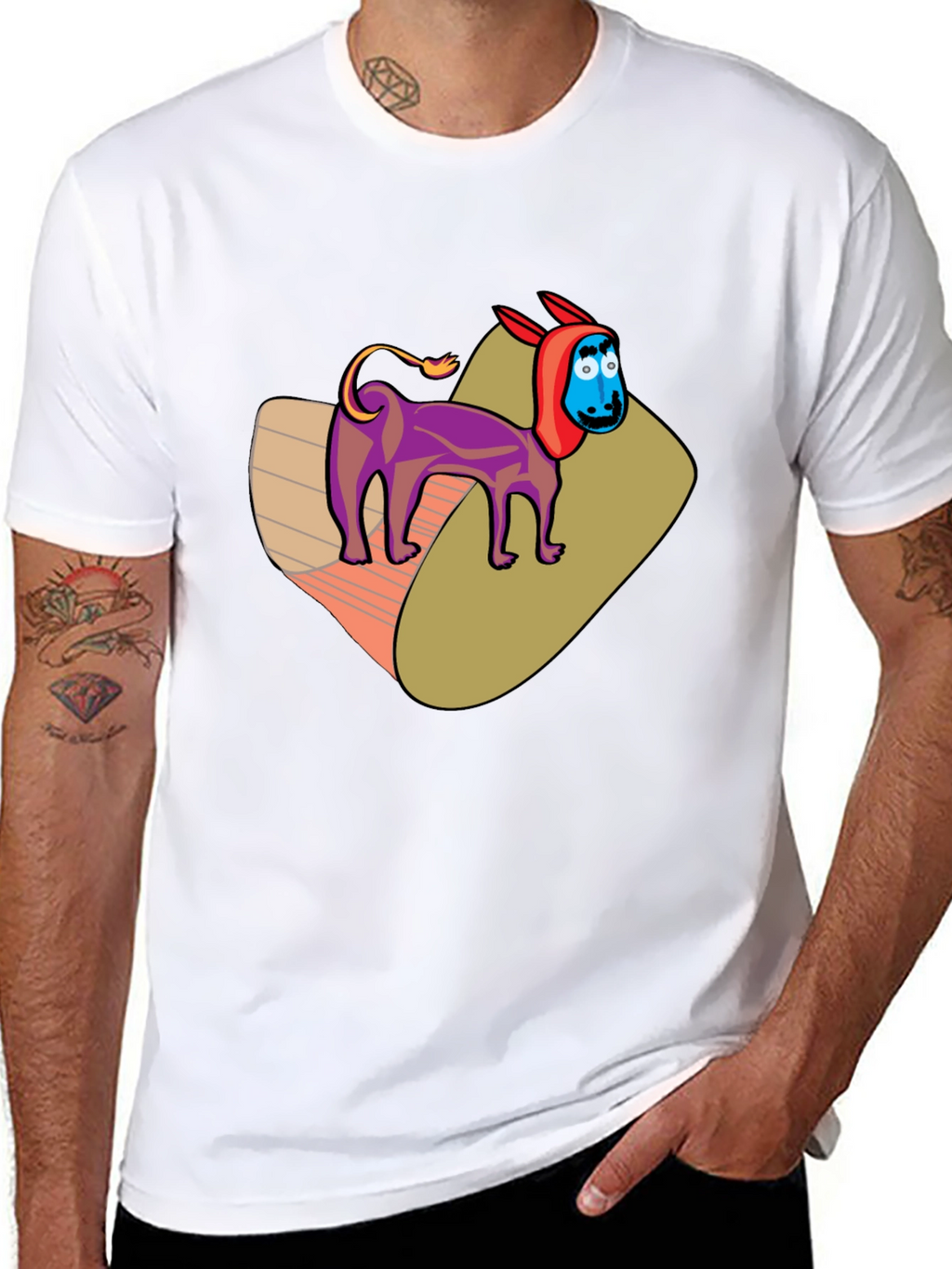 Cartoon Donkey Graphic Tee - Novelty Black T-Shirt