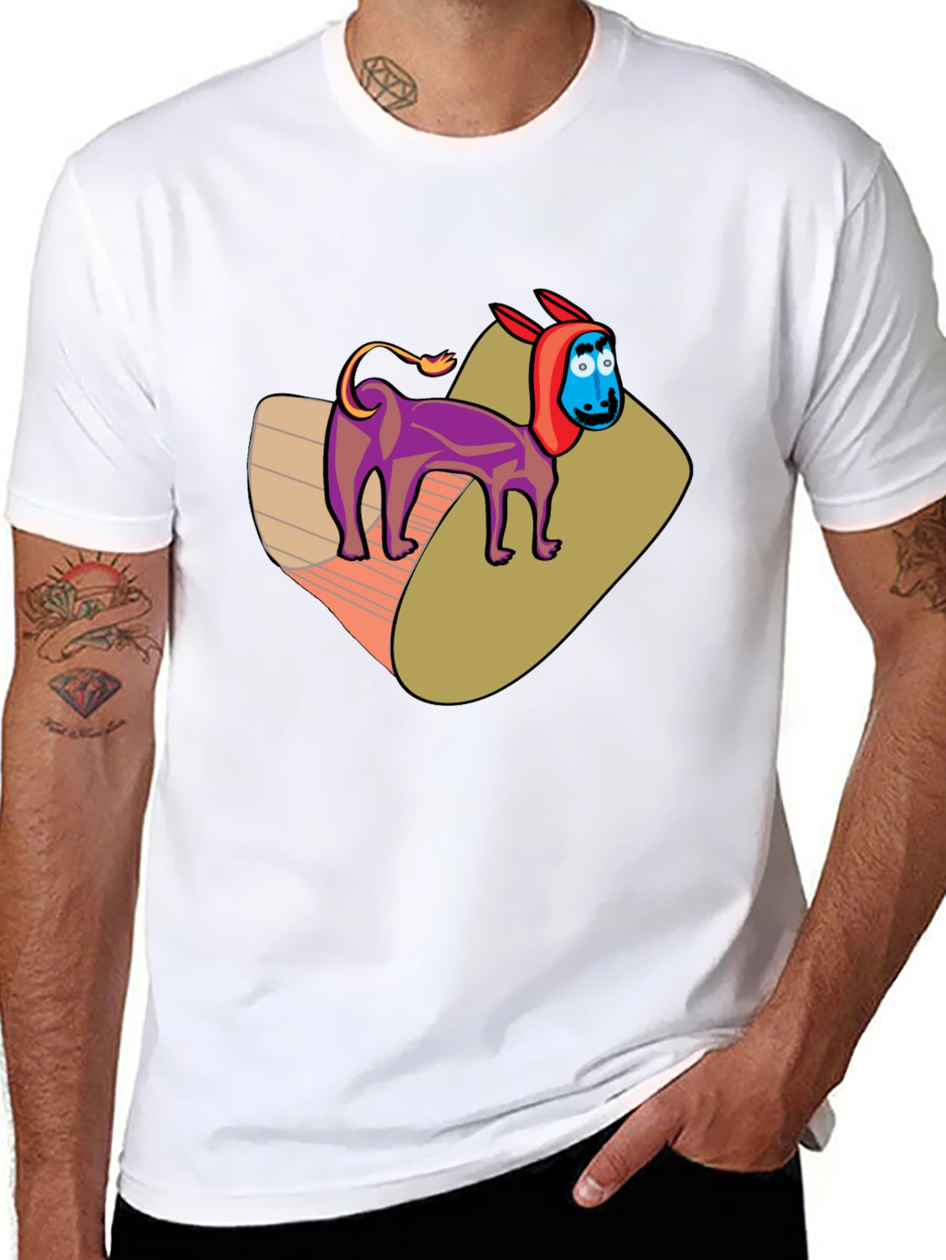 Cartoon Donkey Graphic Tee - Novelty Black T-Shirt