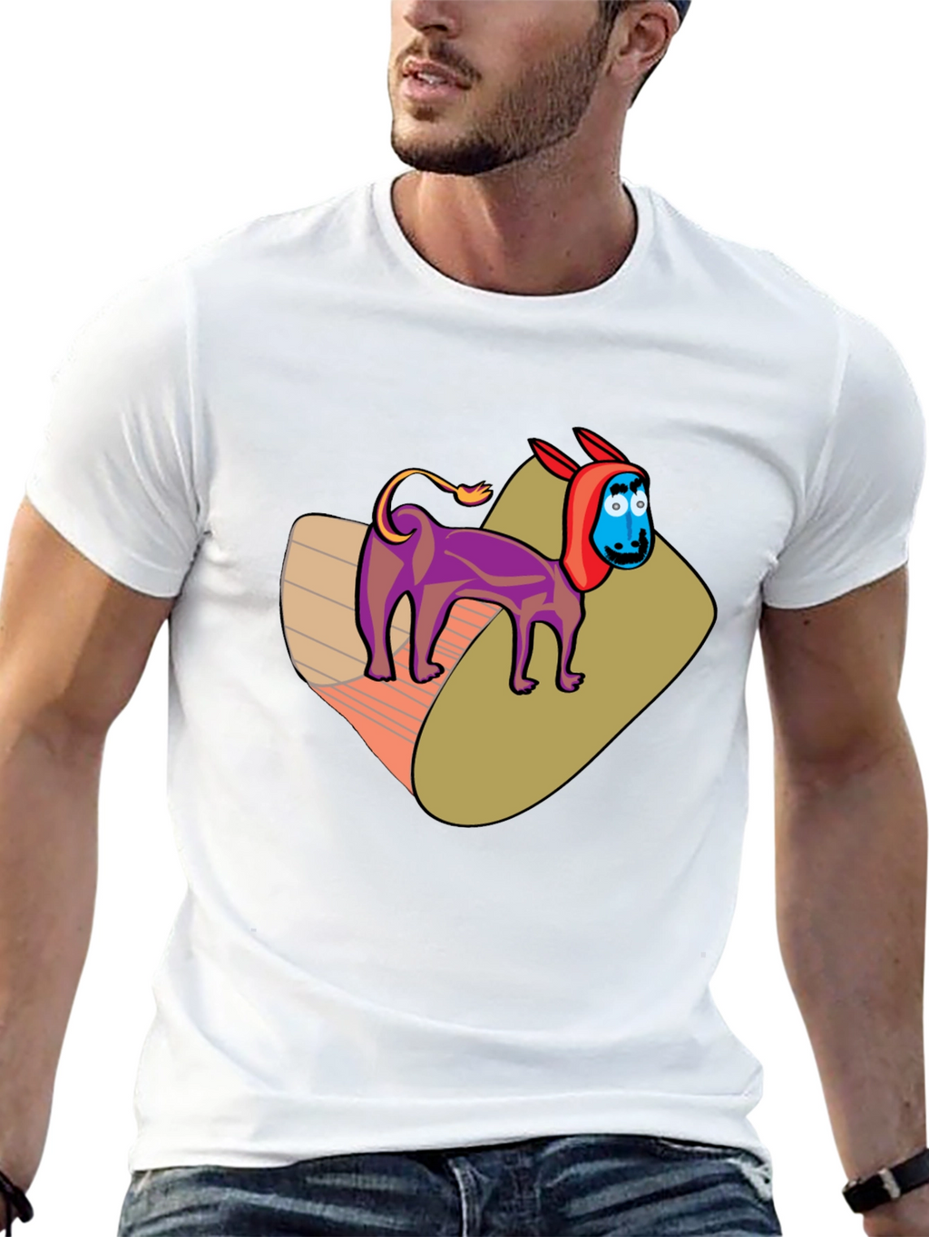 Cartoon Donkey Graphic Tee - Novelty Black T-Shirt
