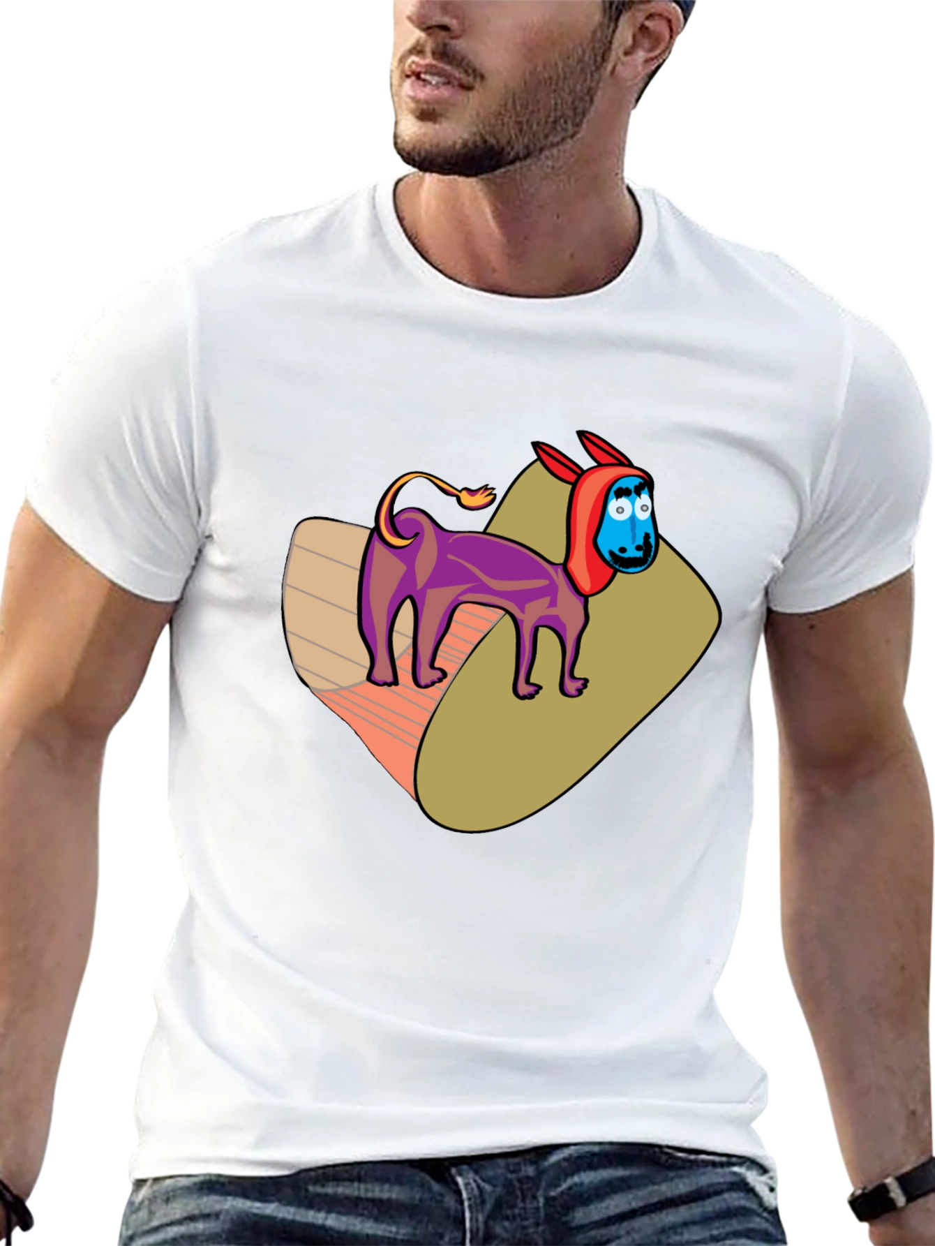 Cartoon Donkey Graphic Tee - Novelty Black T-Shirt