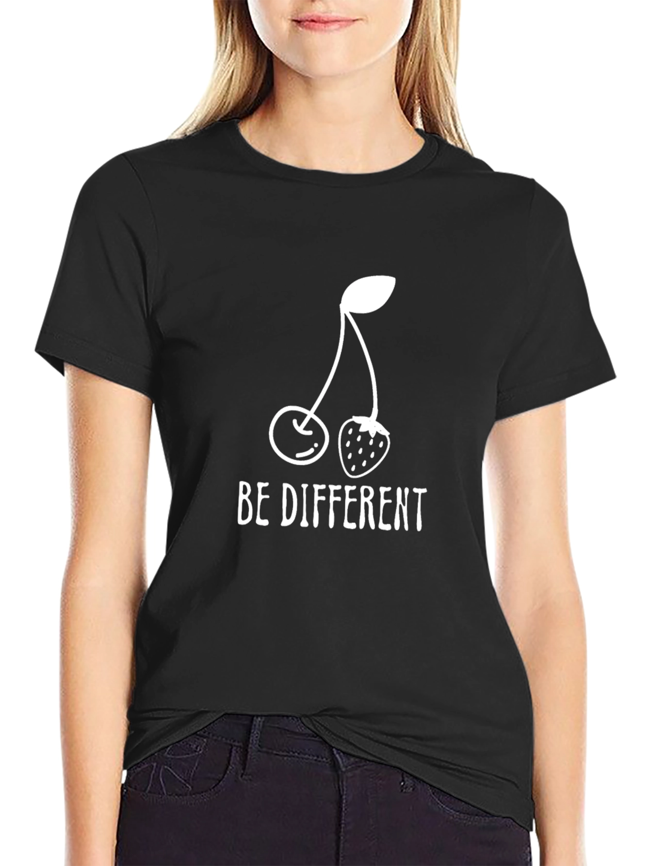 Be Different Tee: Cherry Strawberry Graphic T-Shirt