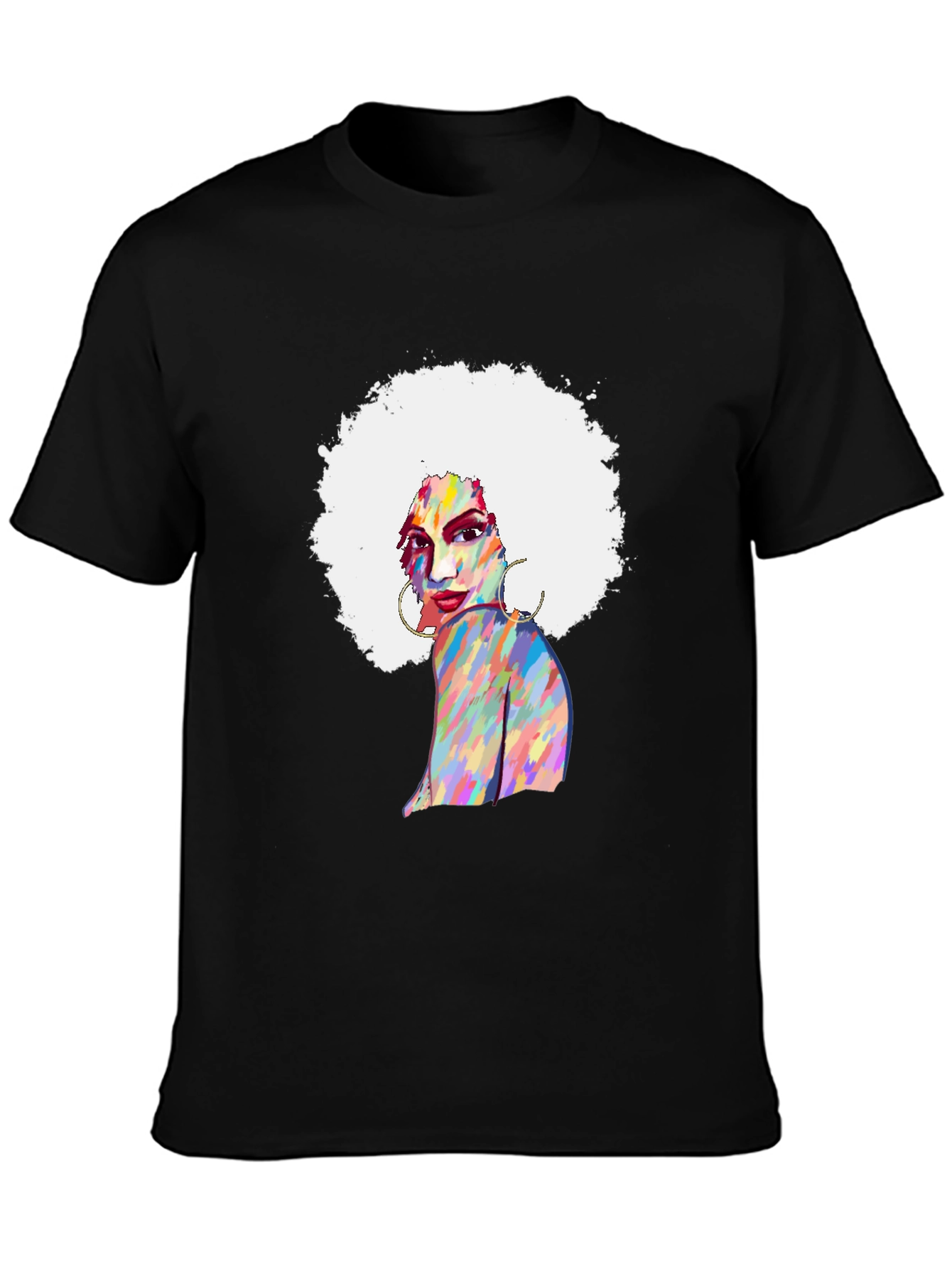 Afro Woman Graphic Tee - Bold Colorful Design