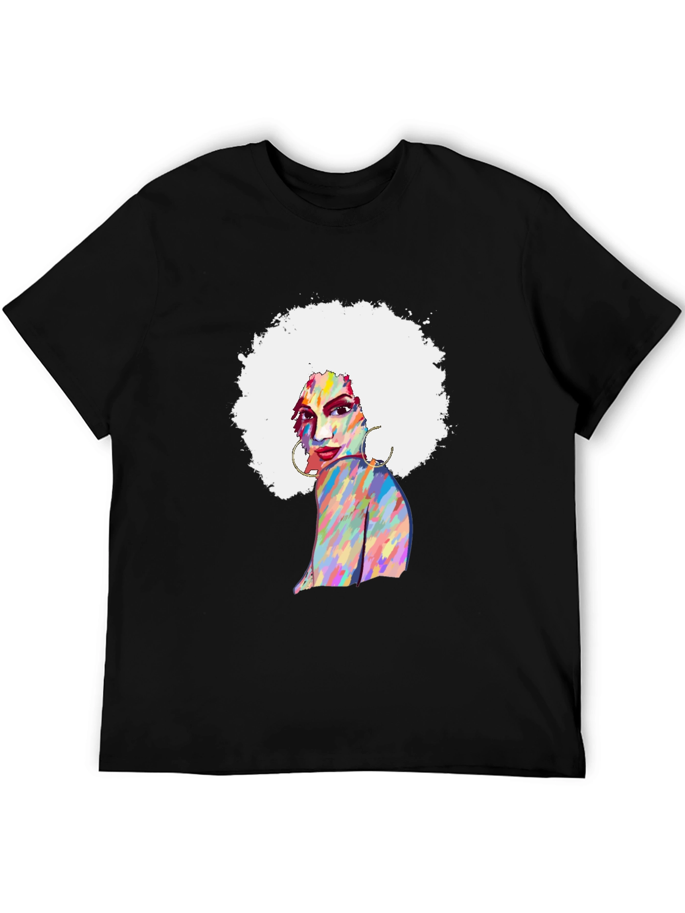Afro Woman Graphic Tee - Bold Colorful Design
