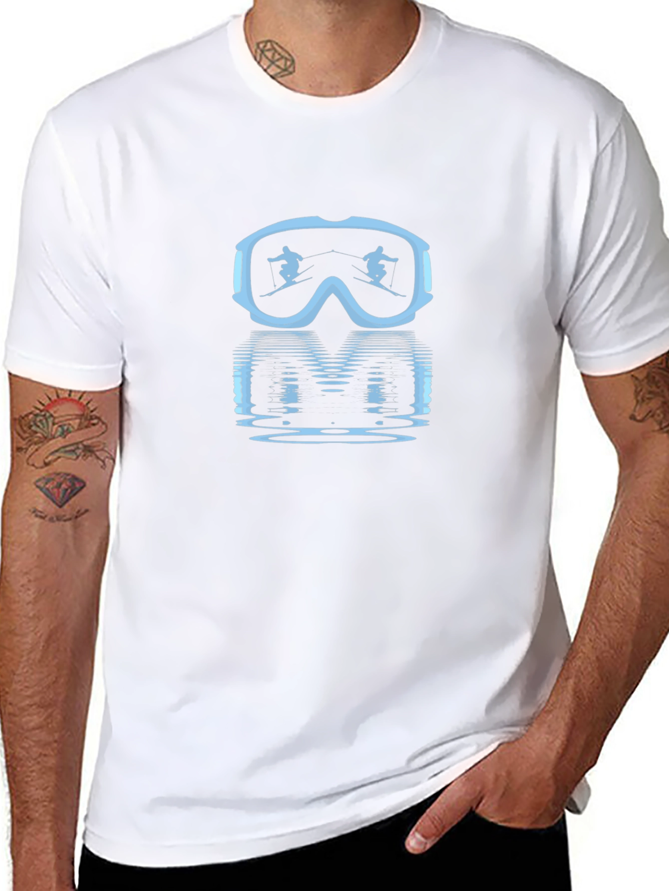 Ski Goggles Reflection Graphic Tee - Black