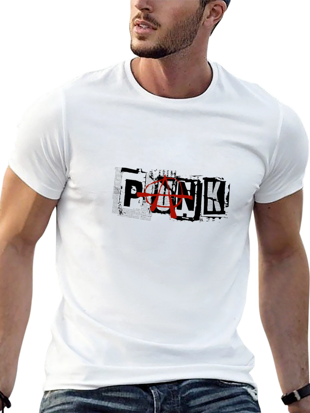 Edgy Punk Anarchy Graphic Print Black T-Shirt
