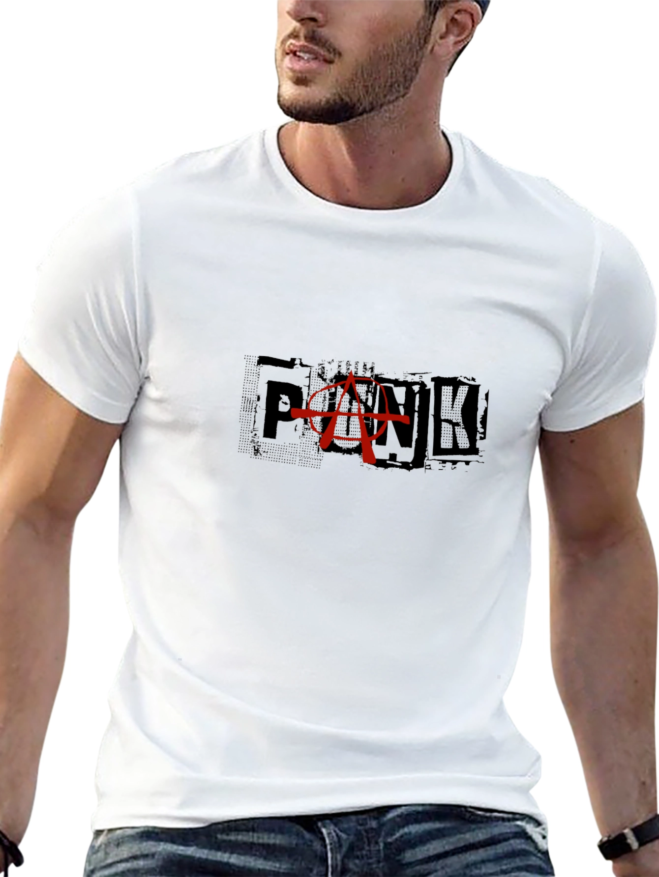 Edgy Punk Anarchy Graphic Print Black T-Shirt