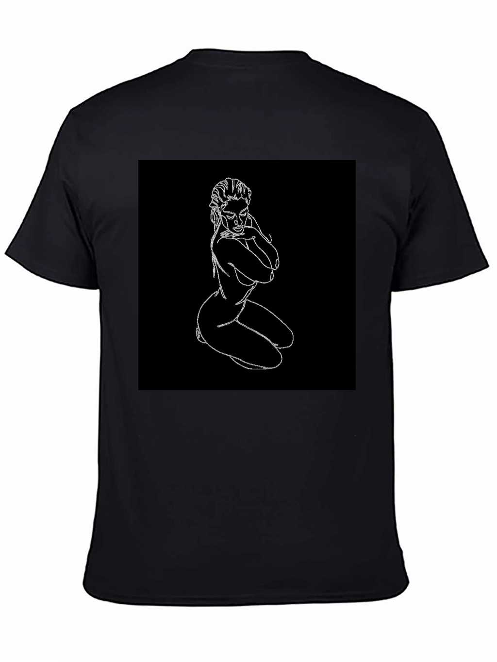 Line Art Graphic Tee - Black Cotton Shirt