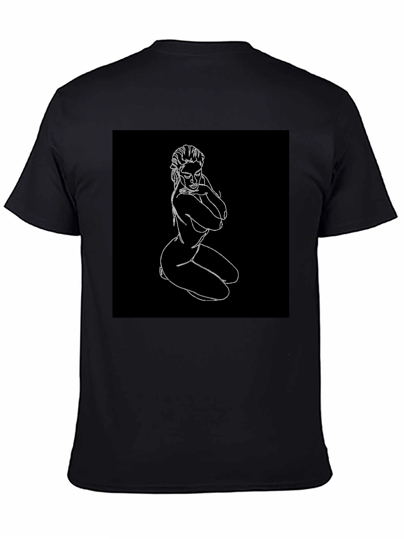 Line Art Graphic Tee - Black Cotton Shirt