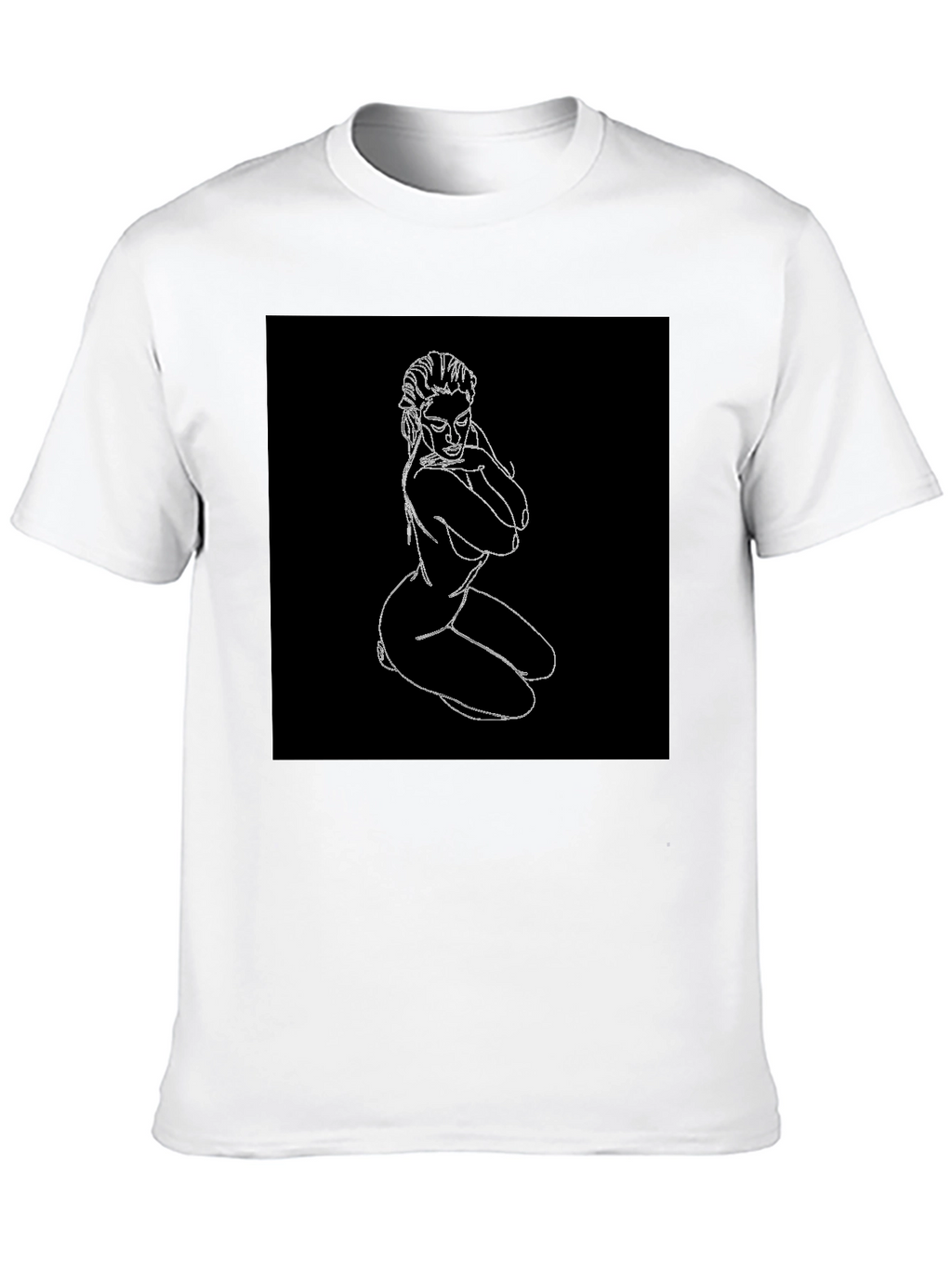 Line Art Graphic Tee - Black Cotton Shirt