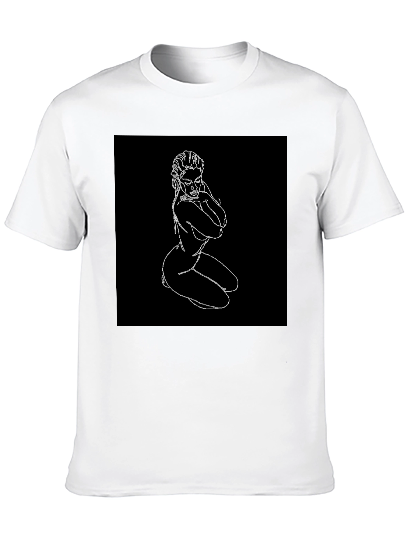 Line Art Graphic Tee - Black Cotton Shirt