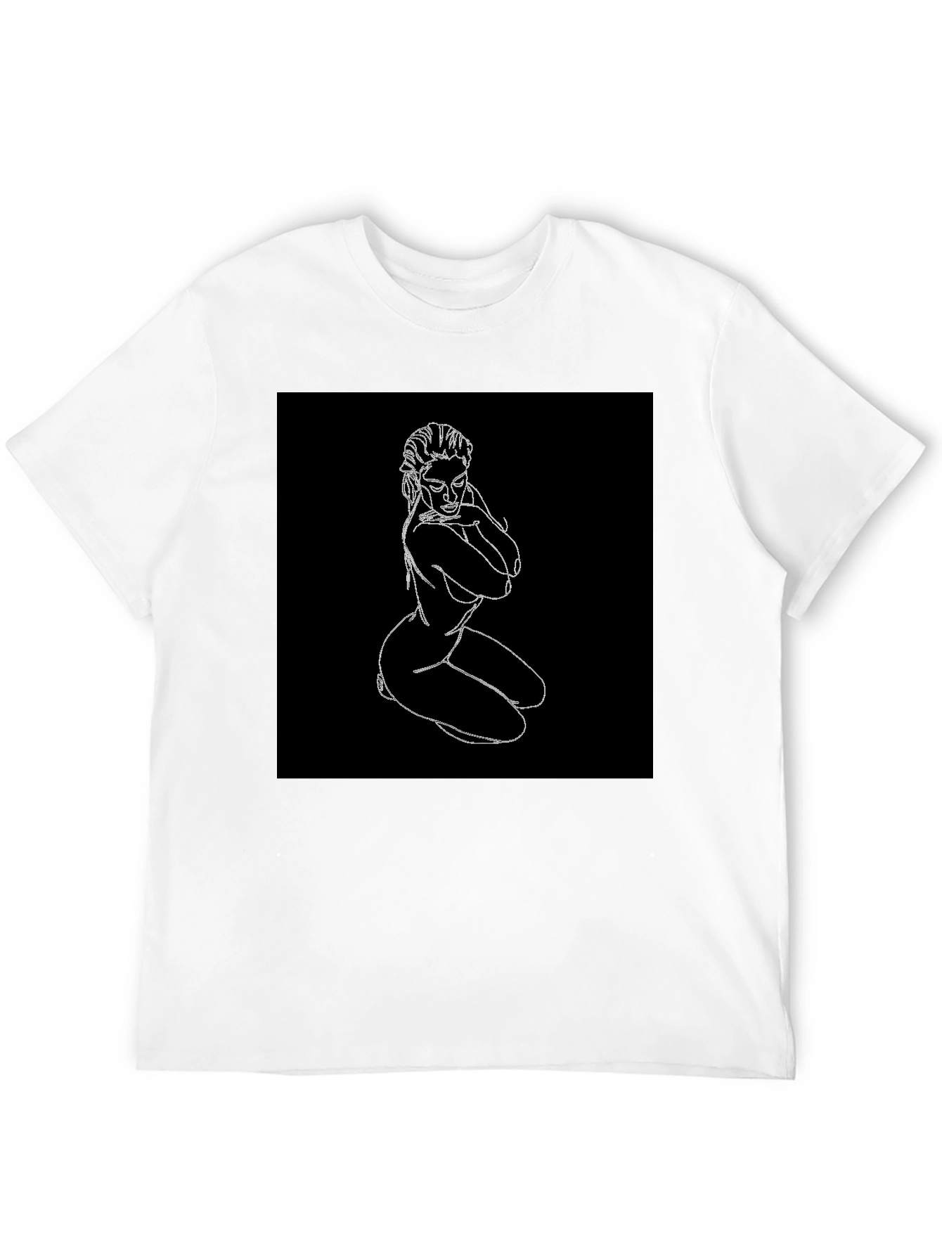 Line Art Graphic Tee - Black Cotton Shirt
