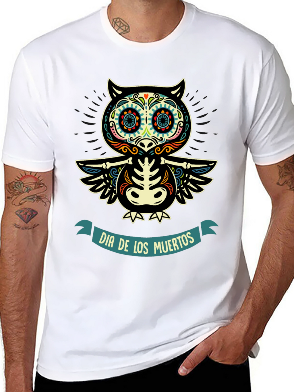 Dia de los Muertos Owl Skeleton T-Shirt