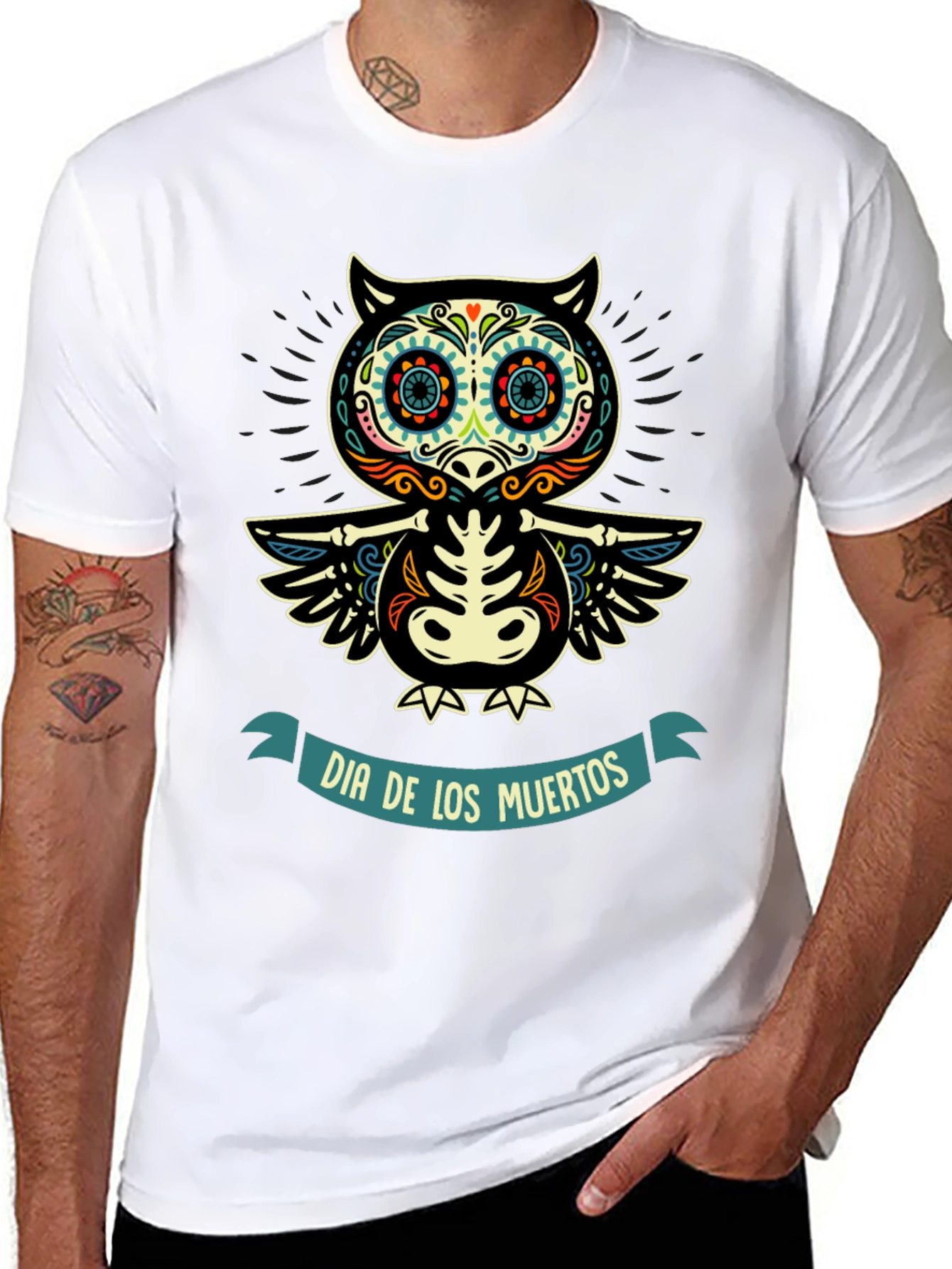 Dia de los Muertos Owl Skeleton T-Shirt