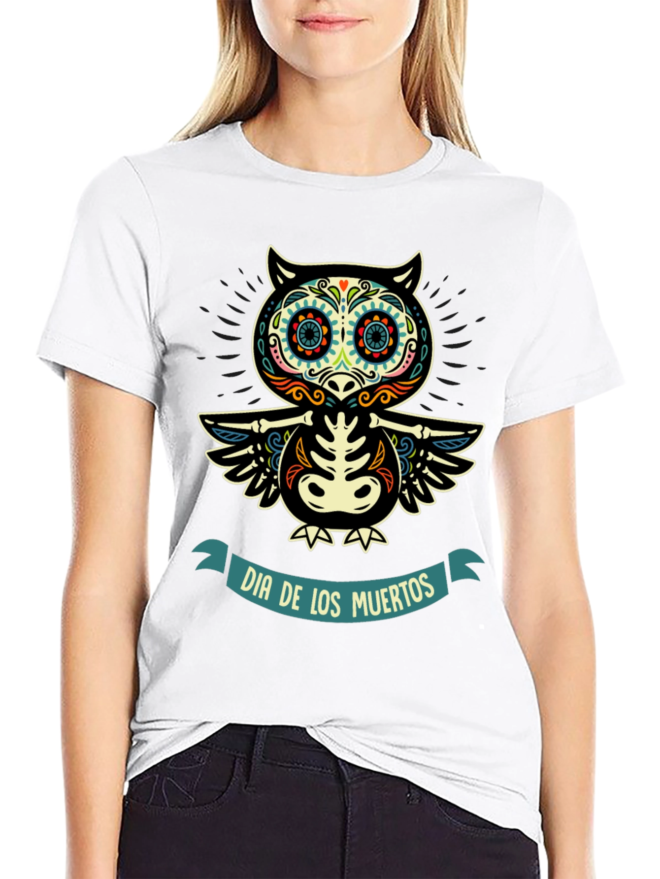 Dia de los Muertos Owl Skeleton T-Shirt