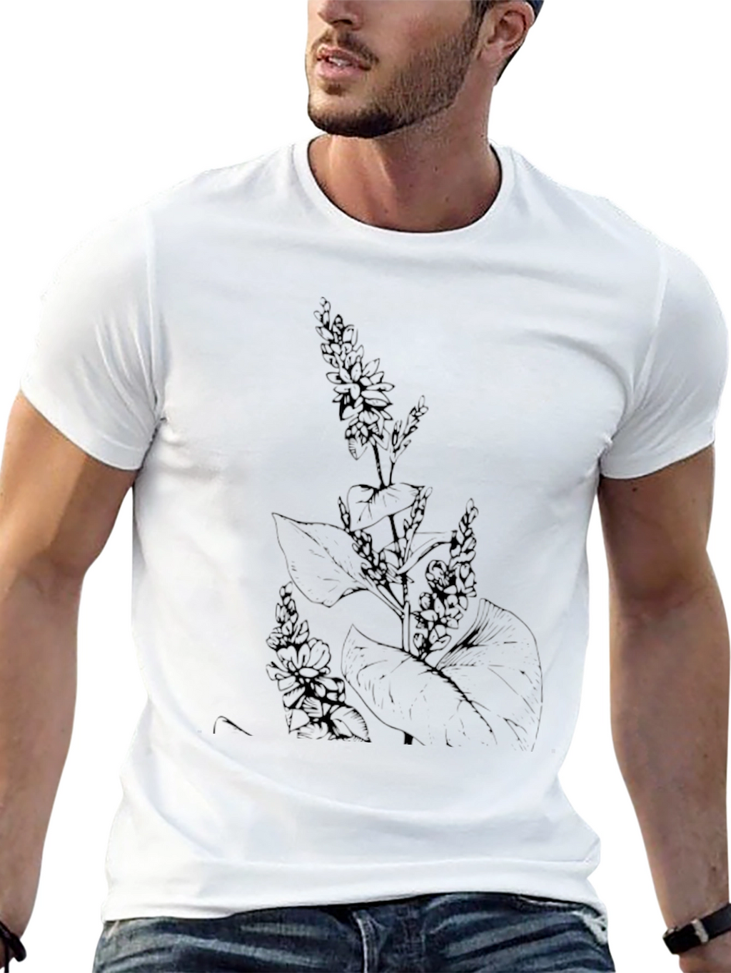Botanical Print Black T-Shirt