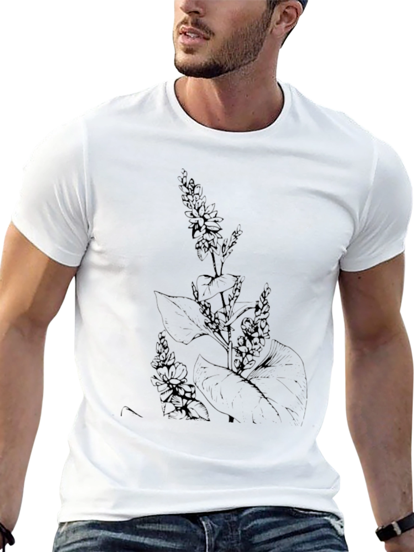 Botanical Print Black T-Shirt
