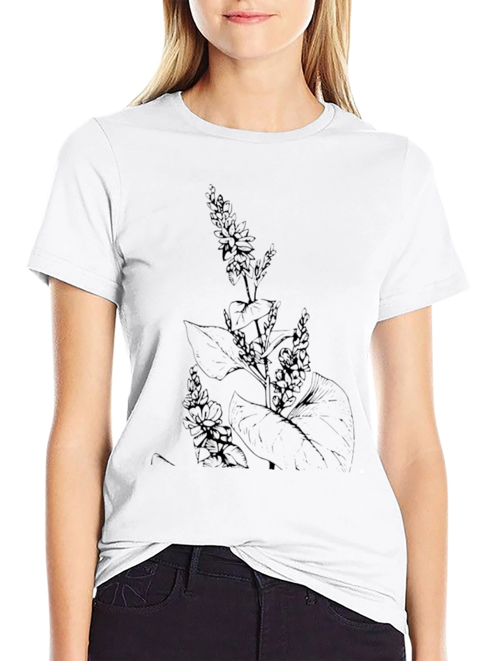 Botanical Print Black T-Shirt