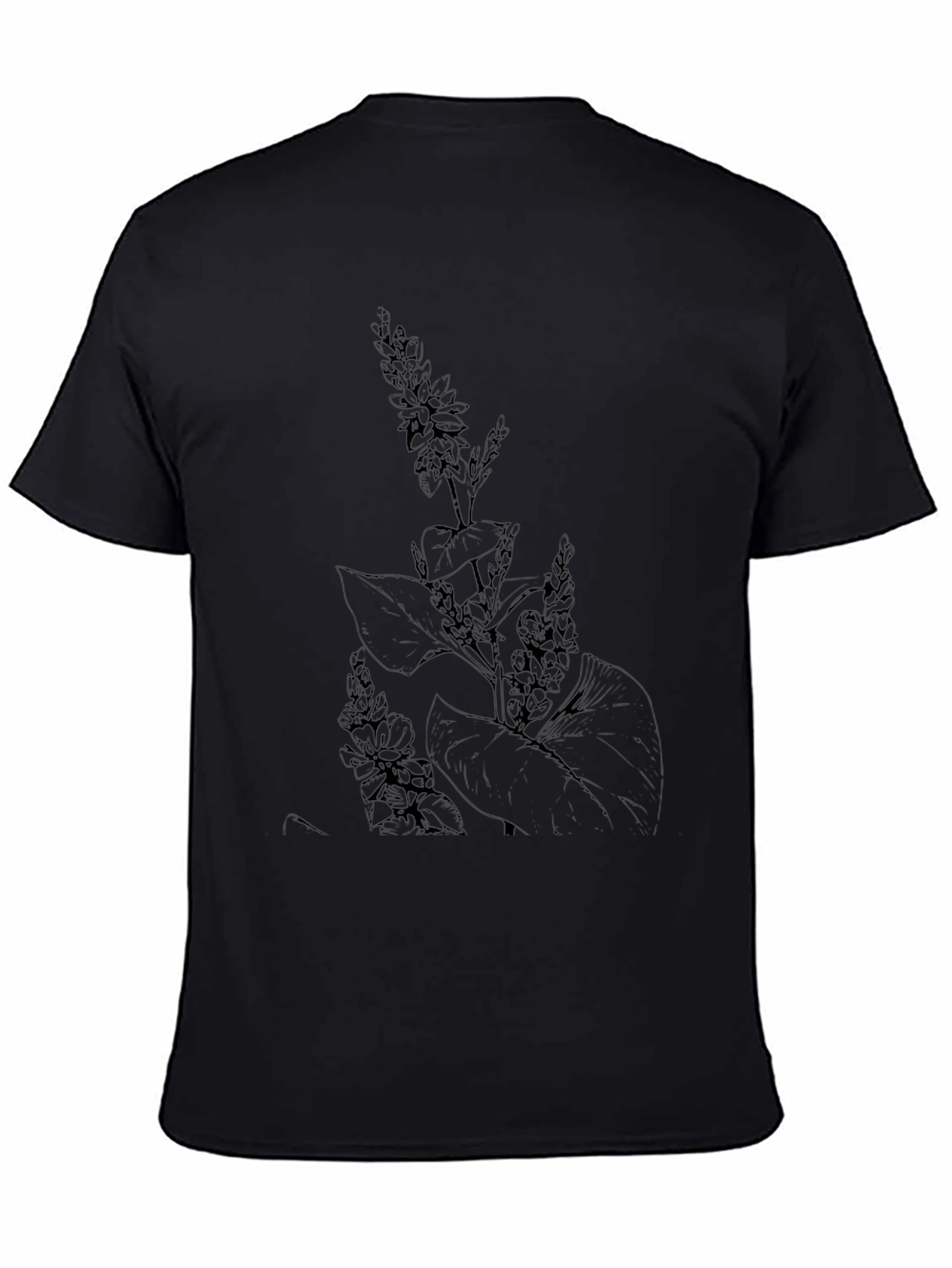 Botanical Print Black T-Shirt
