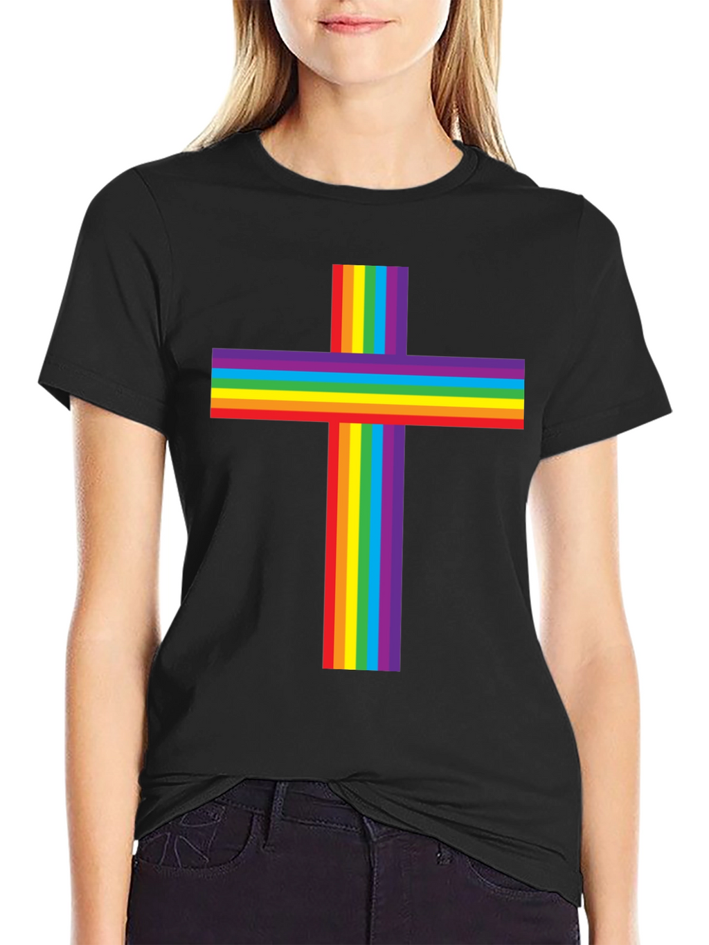 Rainbow Cross Graphic Tee - Pride & Faith