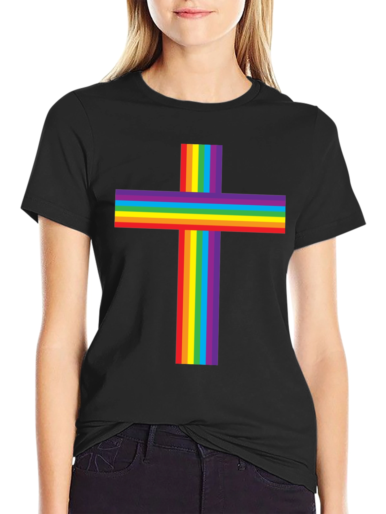Rainbow Cross Graphic Tee - Pride & Faith