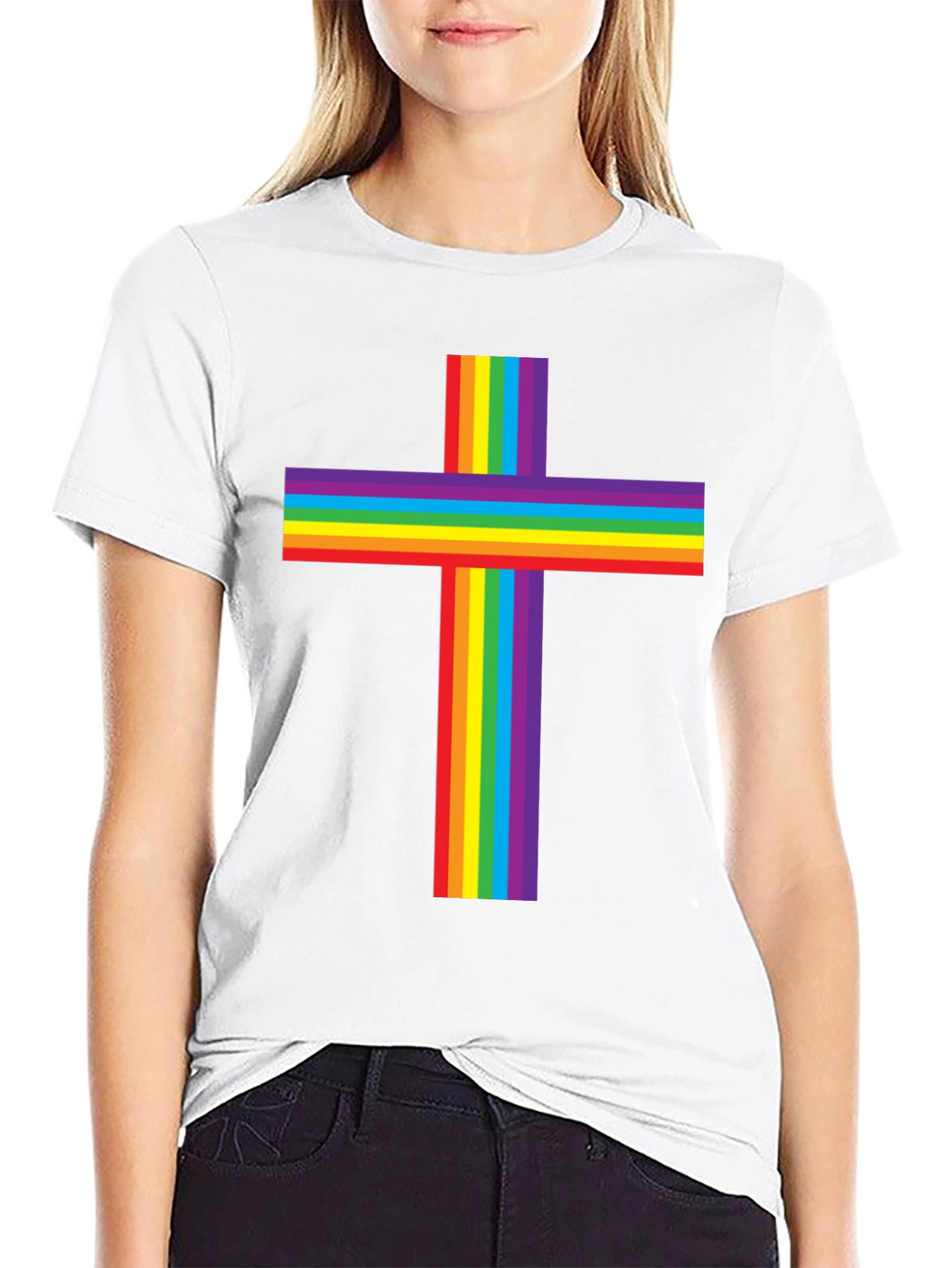 Rainbow Cross Graphic Tee - Pride & Faith