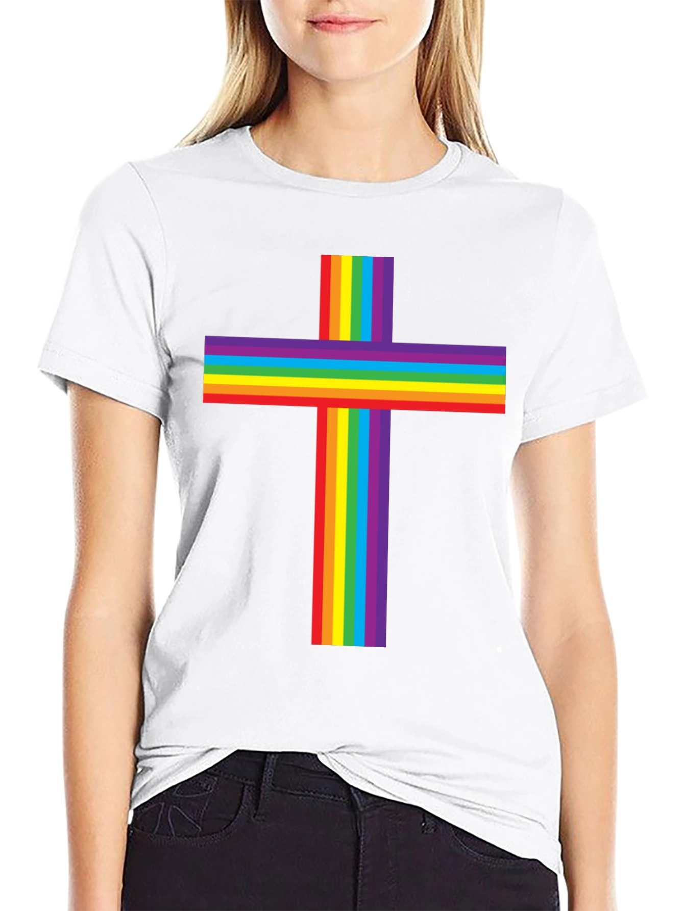 Rainbow Cross Graphic Tee - Pride & Faith