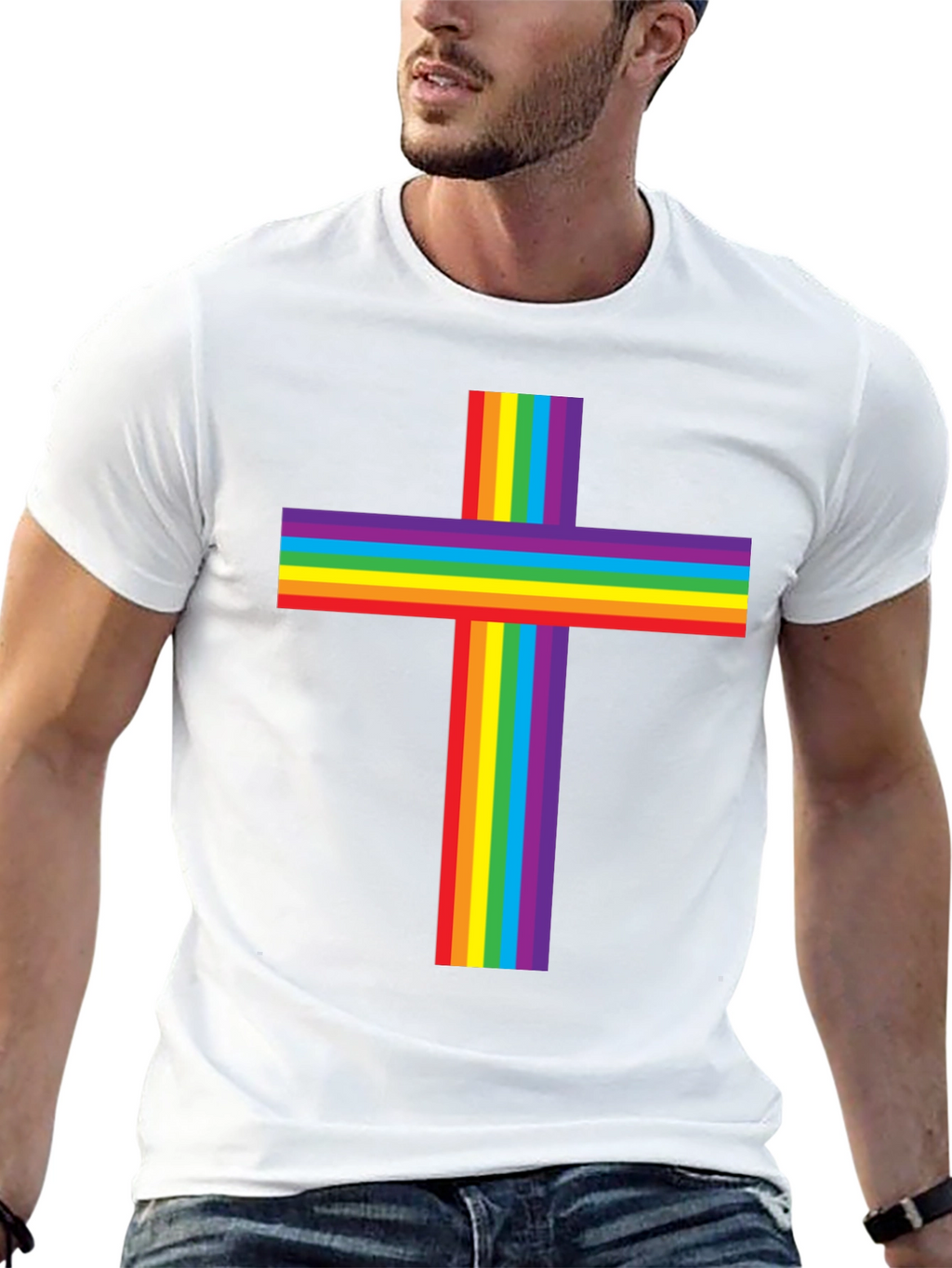 Rainbow Cross Graphic Tee - Pride & Faith