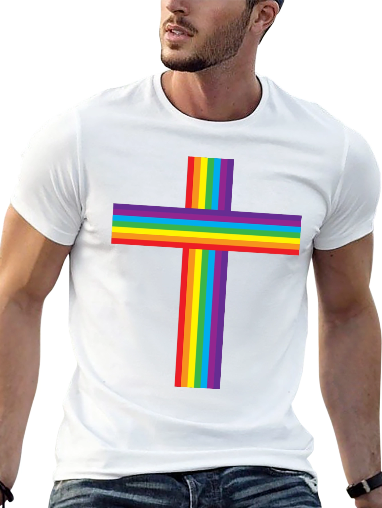 Rainbow Cross Graphic Tee - Pride & Faith