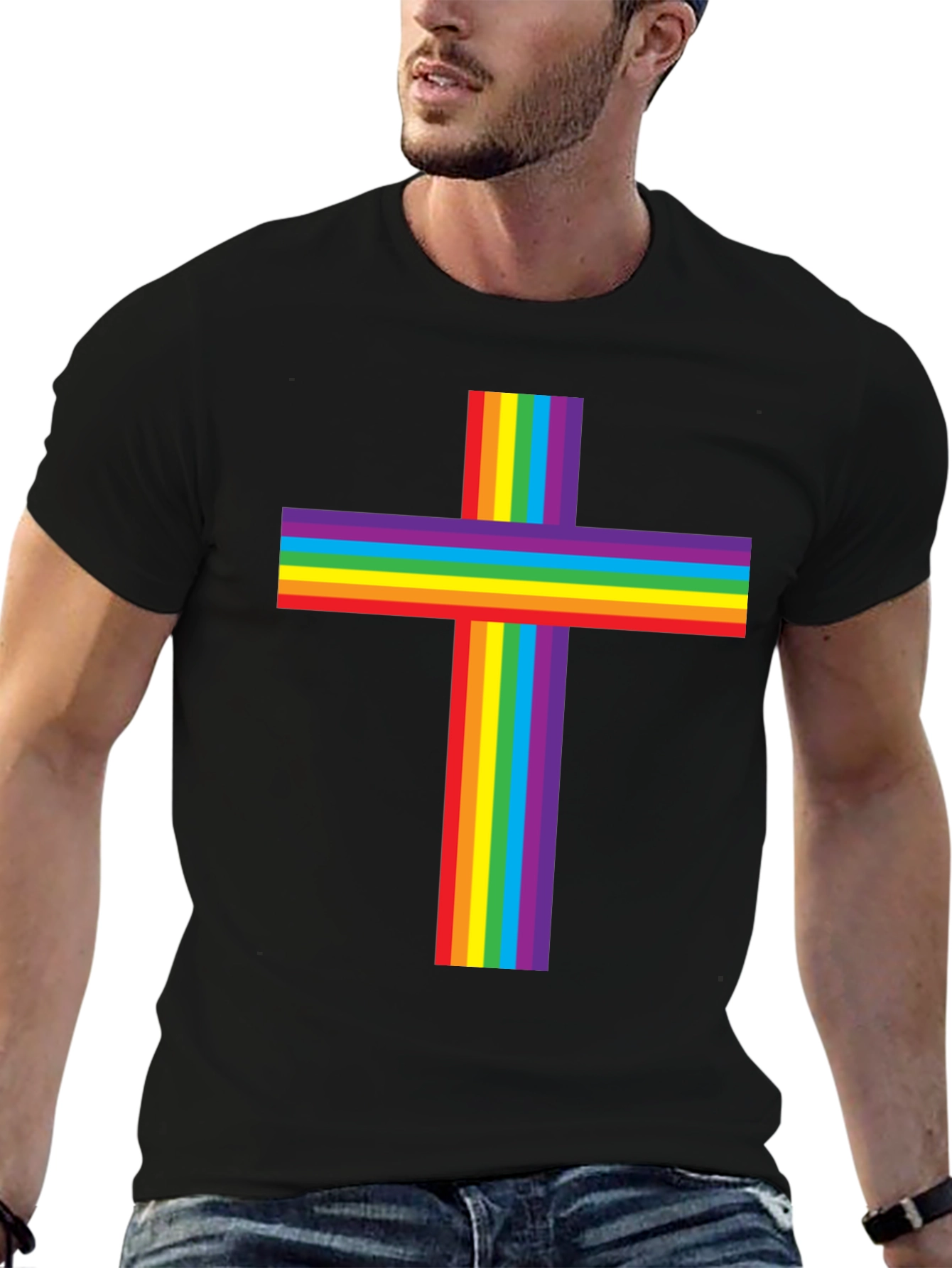 Rainbow Cross Graphic Tee - Pride & Faith