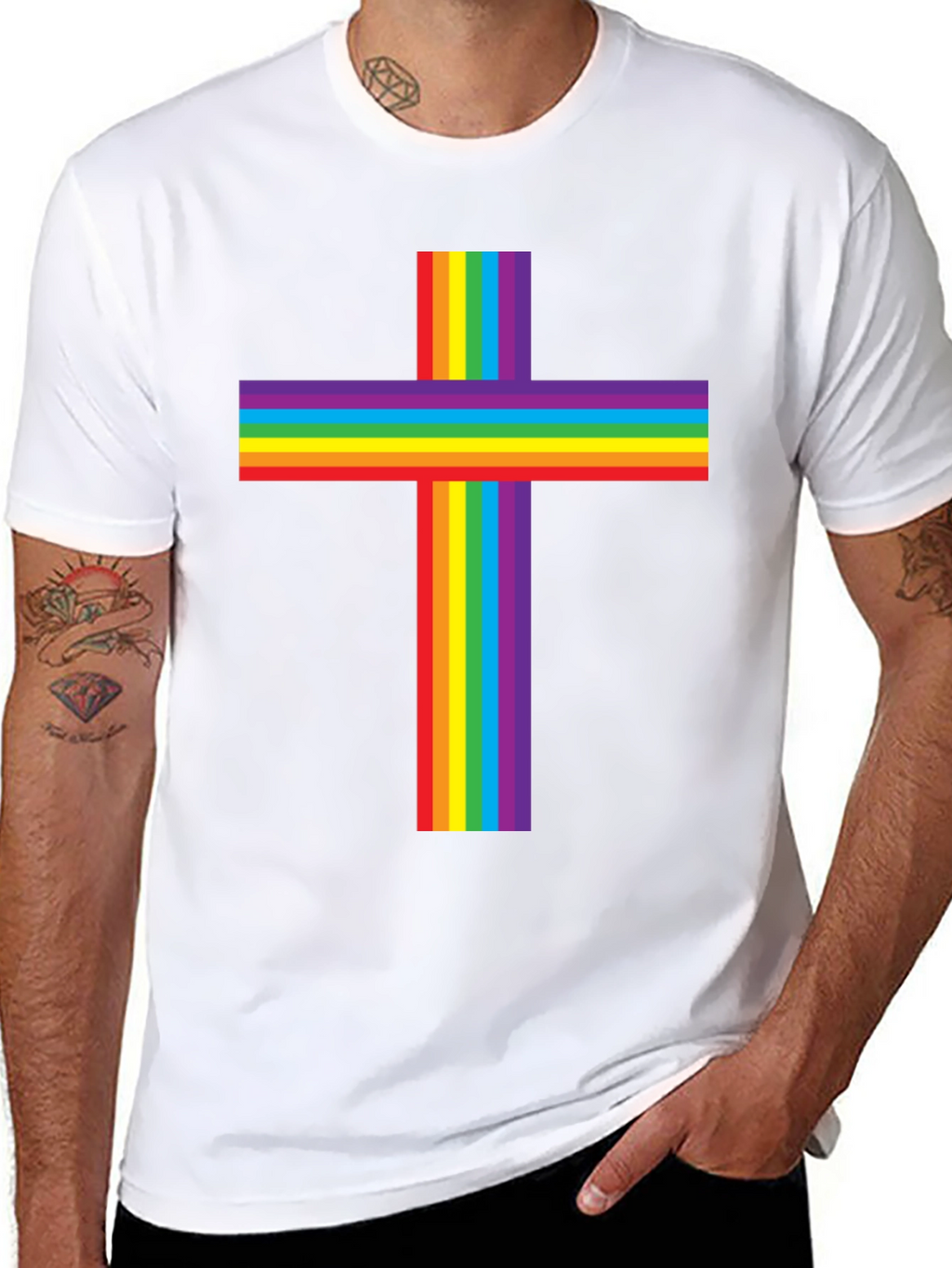 Rainbow Cross Graphic Tee - Pride & Faith