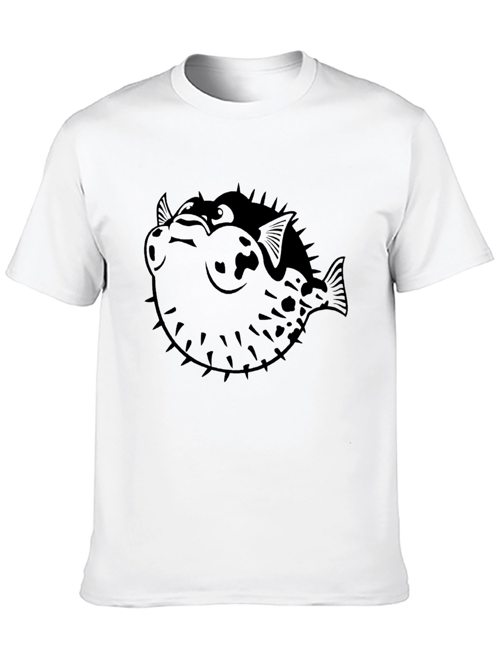 Pufferfish Graphic Print Black T-Shirt