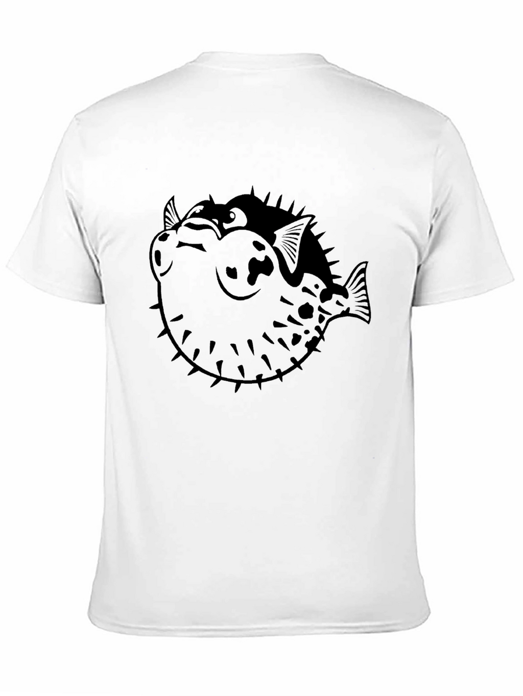 Pufferfish Graphic Print Black T-Shirt