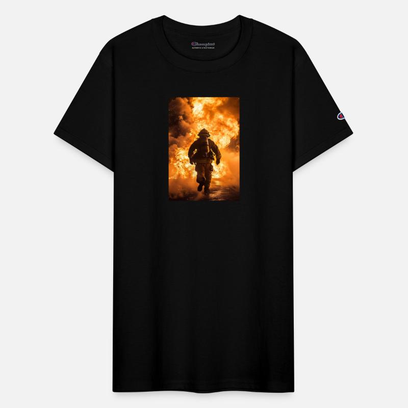 Firefighter in burning fire - Fire fighter head
