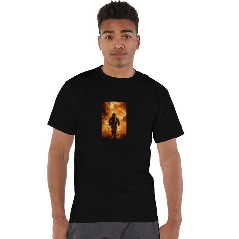 Firefighter in burning fire - Fire fighter head