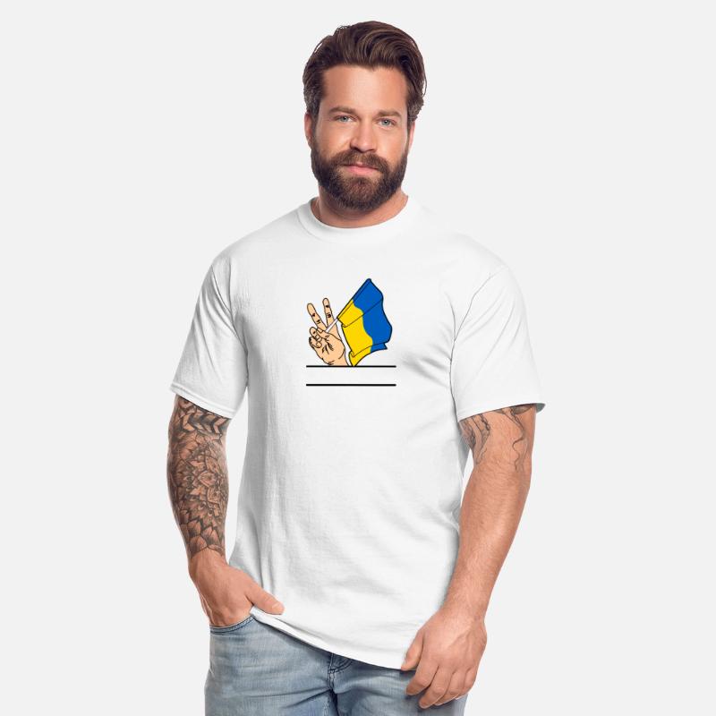 Flag Ukraine peace sign text space