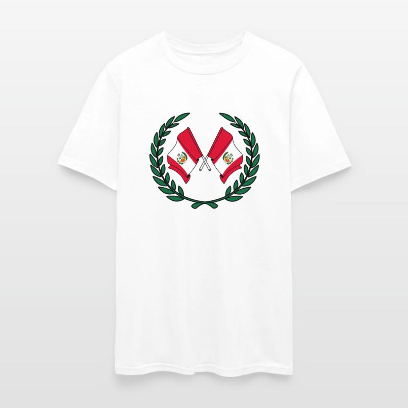 Flags Peru in laurel wreath