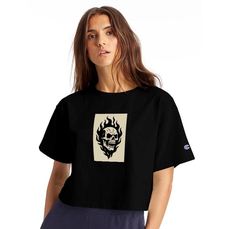 Flaming Skull Tattoo Design