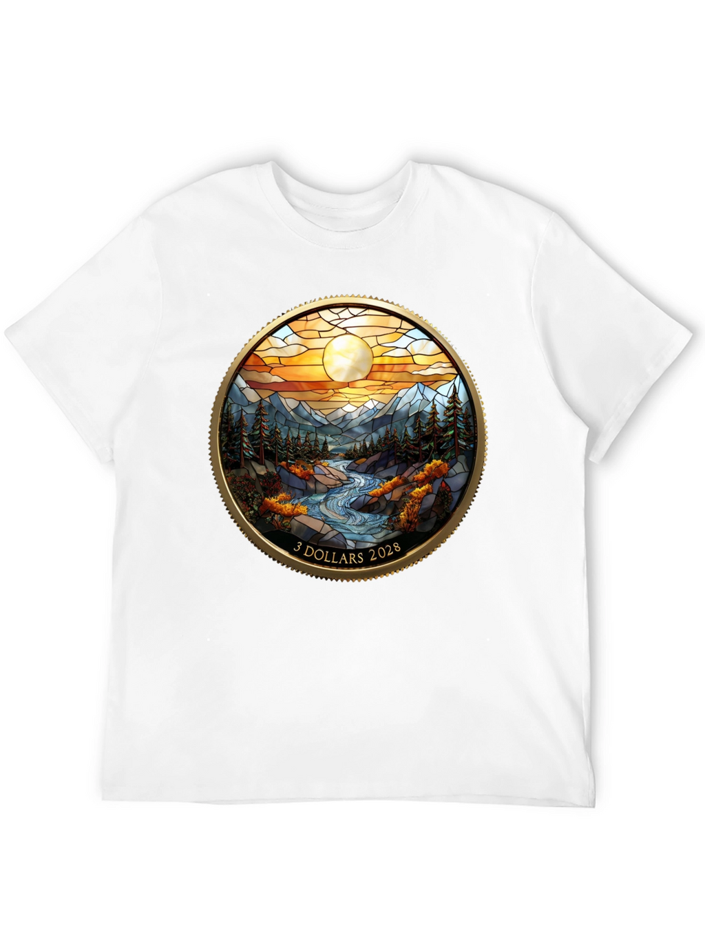 Scenic River Design Black T-Shirt