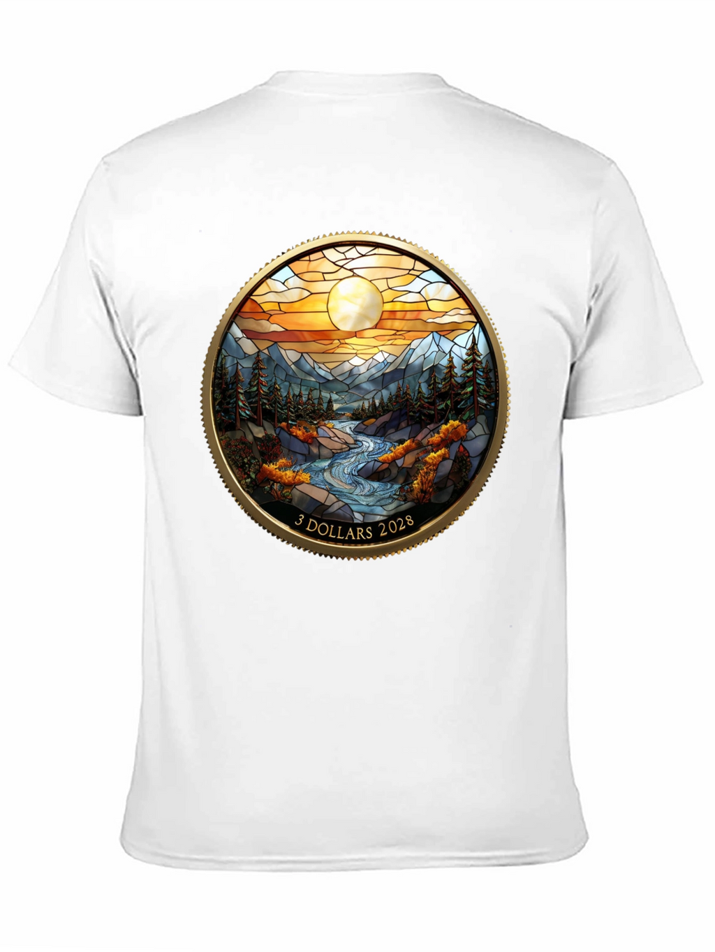 Scenic River Design Black T-Shirt