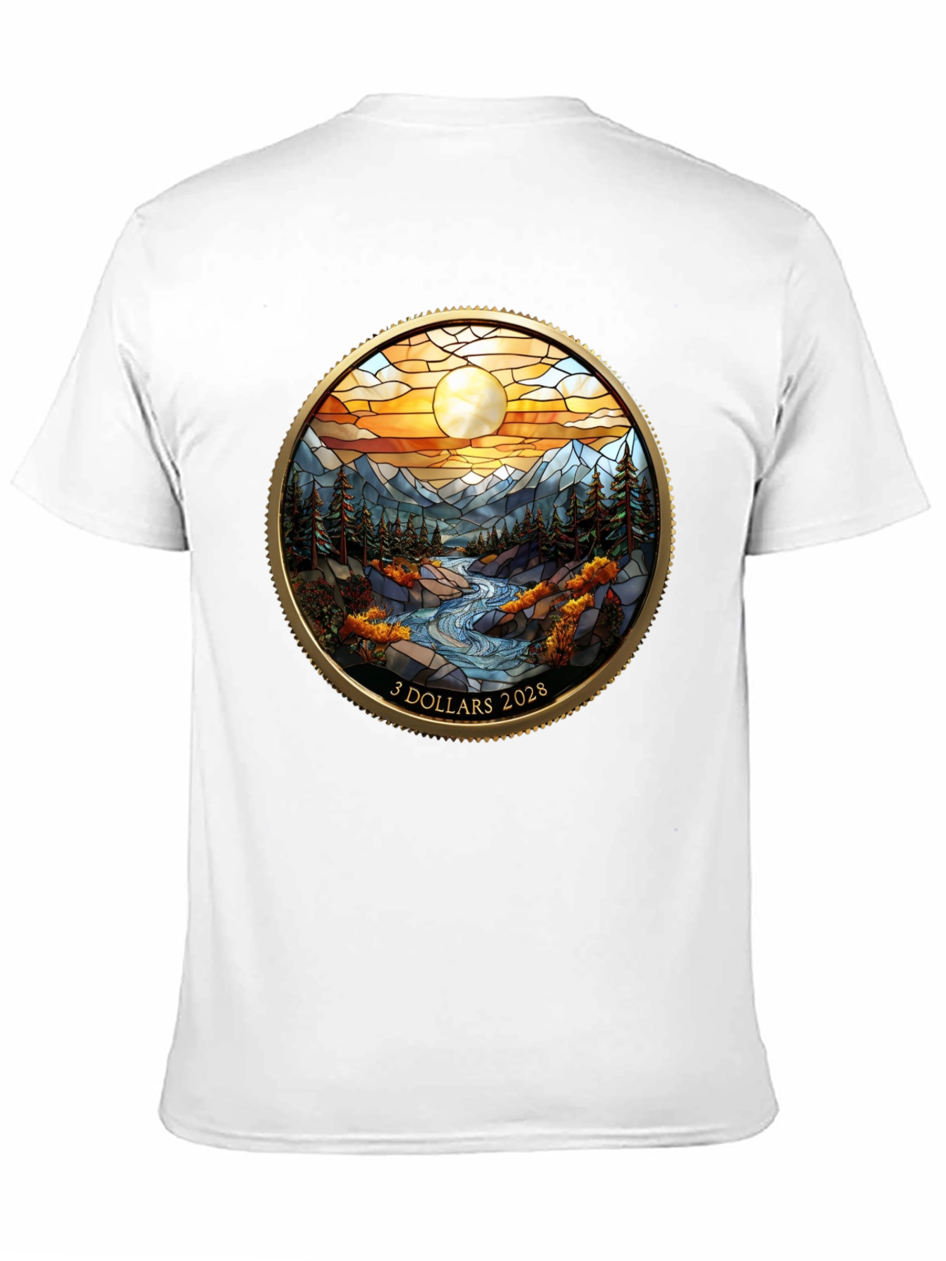 Scenic River Design Black T-Shirt
